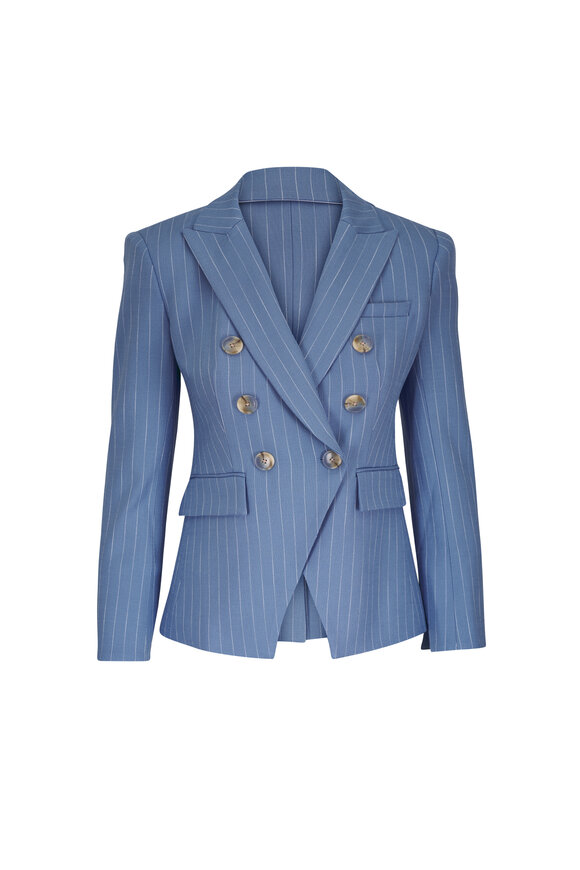 Veronica Beard Miller Blue Jay & Dove Pinstripe Dickey Jacket