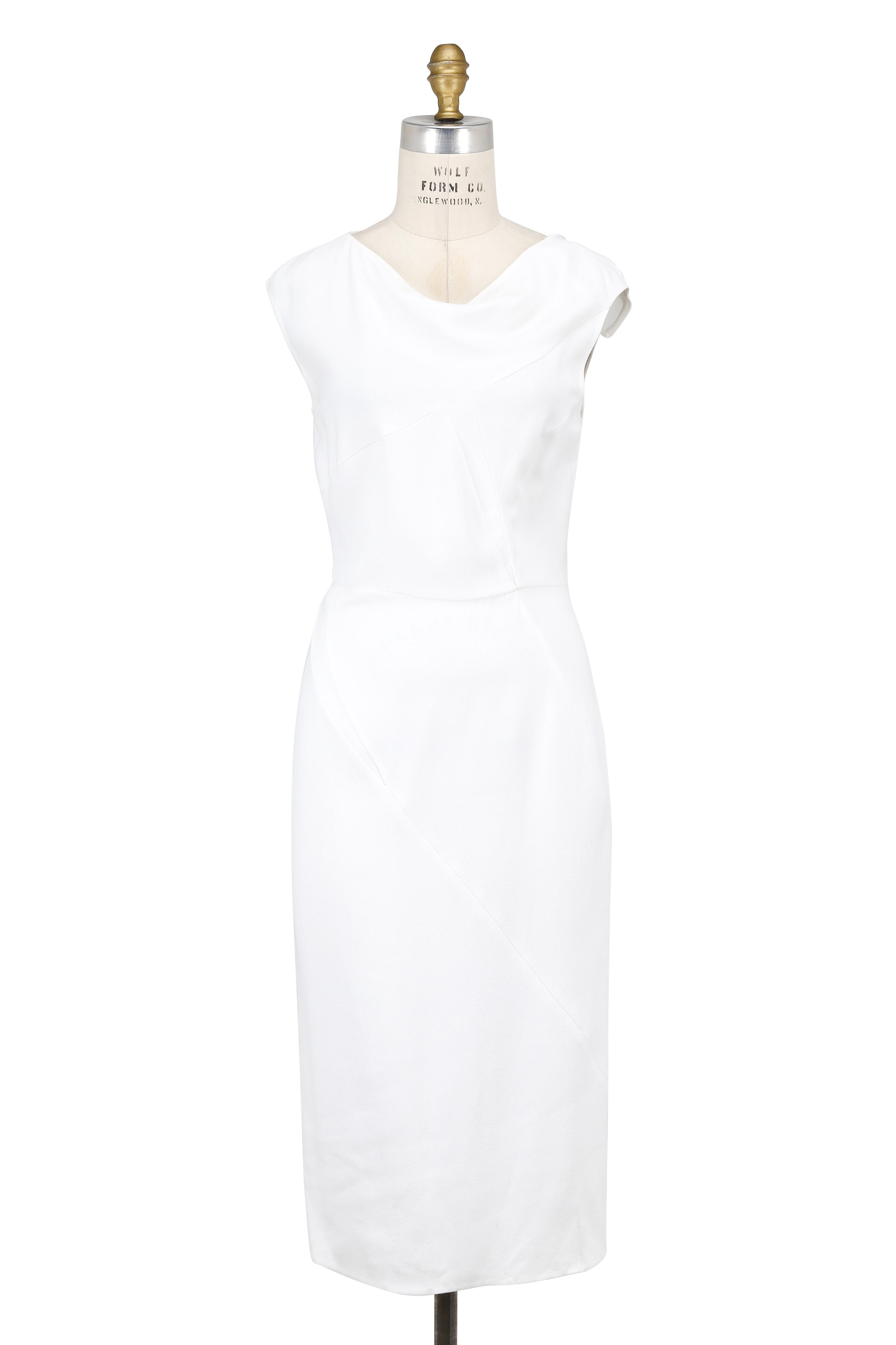 Narciso Rodriguez - White Draped Neck Cap Sleeve Dress
