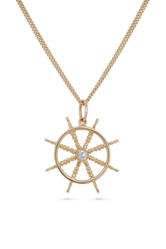 Kali Zoe 18k Yellow Gold Ship Wheel Necklace - view 1