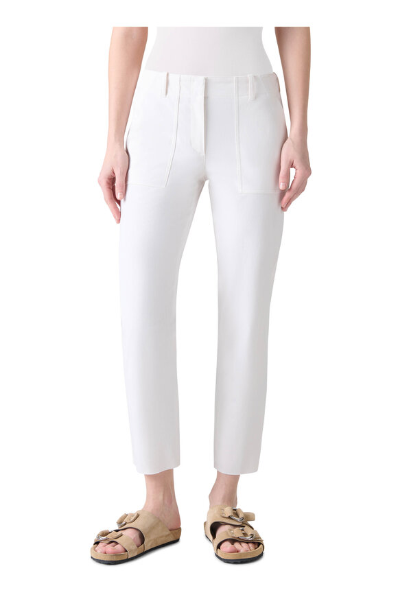 Akris Punto Franco Cream Stretch Cotton Straight Leg Pant - view 2