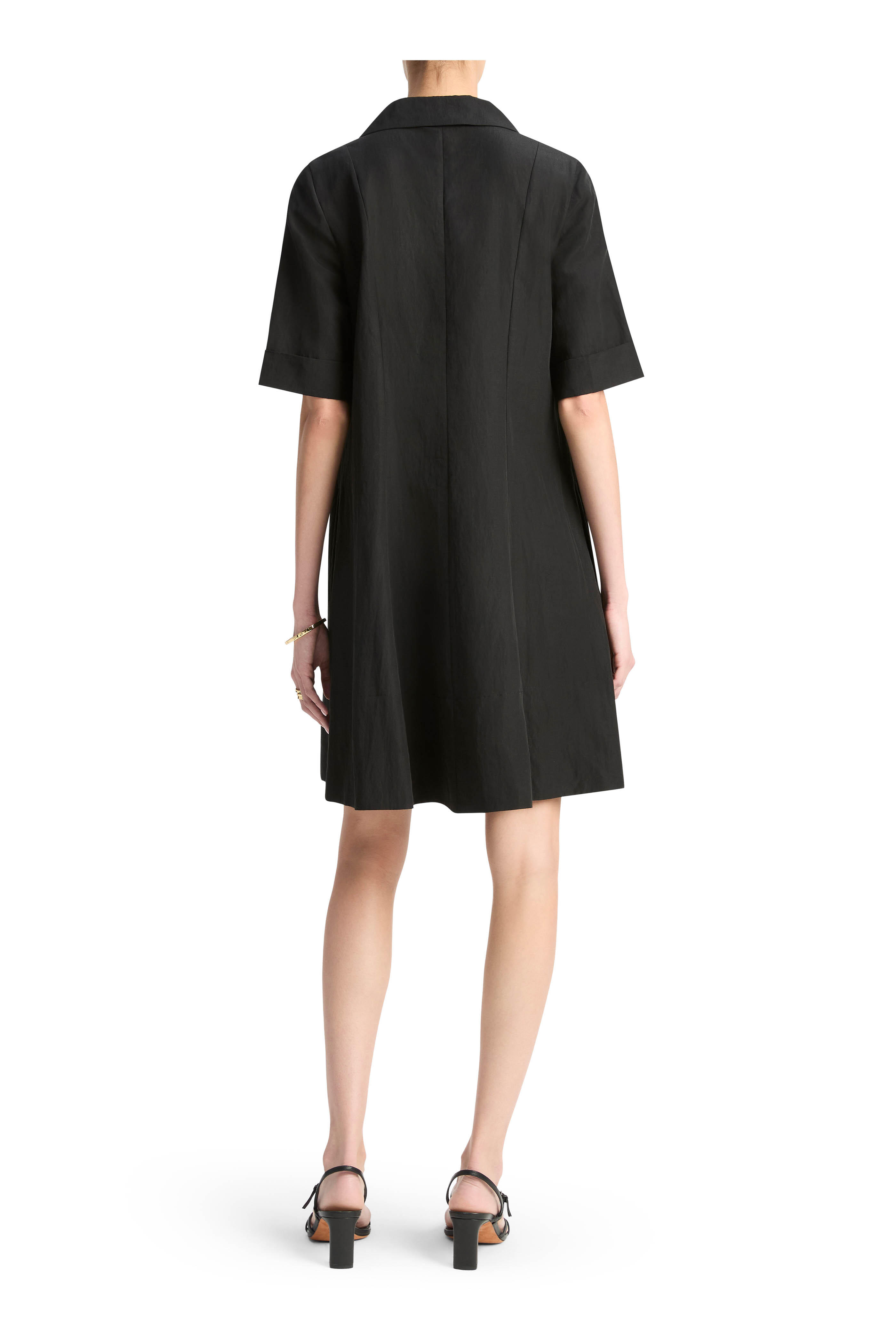 Vince - Black Short Sleeve A-Line Mini Dress