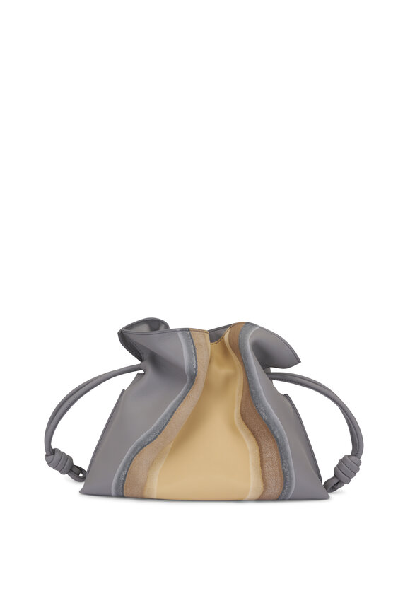 Prada - Clay Gray Leather Two Zip Crossbody Bag | Mitchell