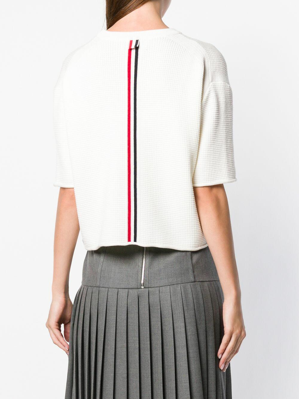 Thom Browne - White Wool Boxy Crop Sweater