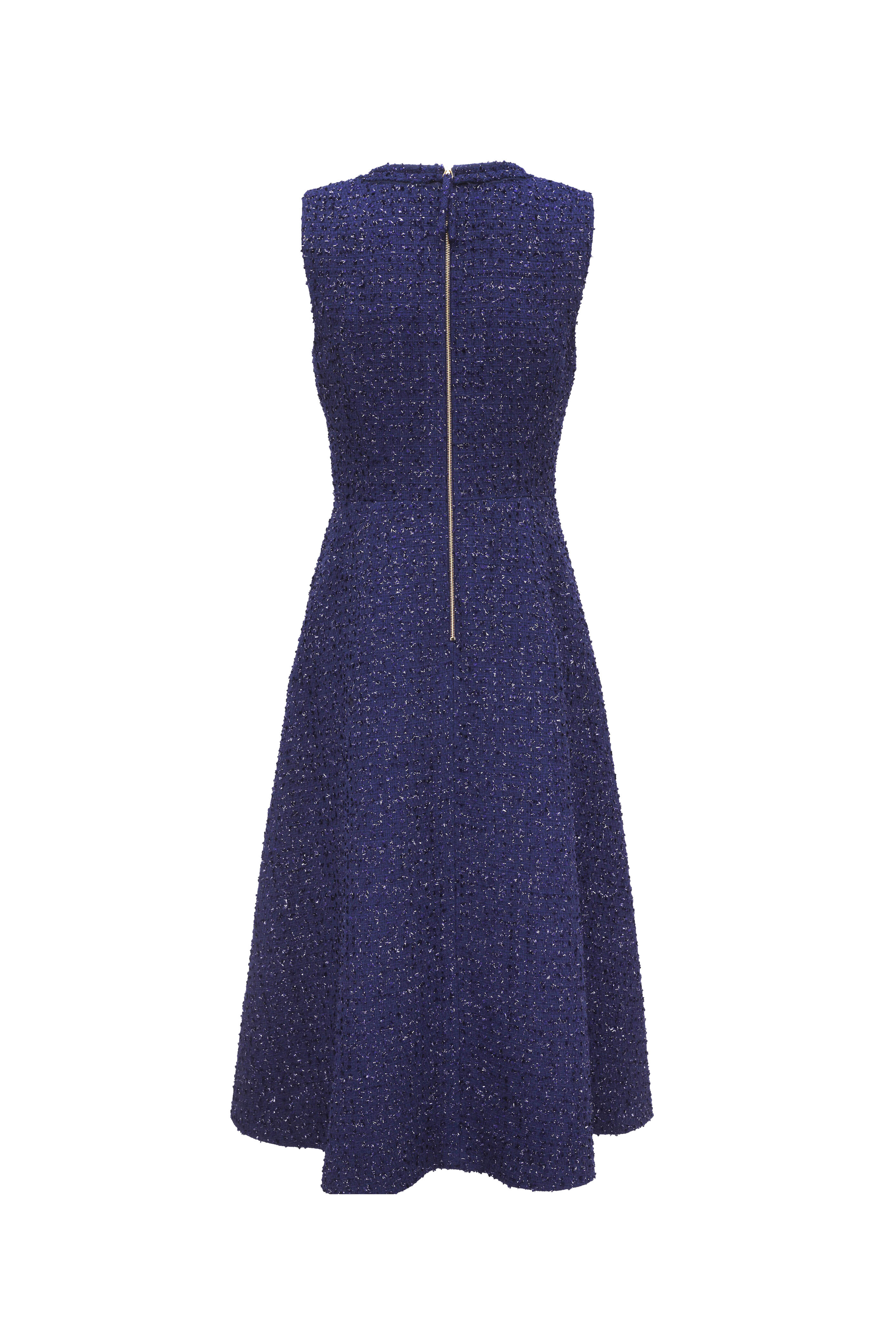 Carolina Herrera - Midnight Tweed Midi Dress | Mitchell Stores