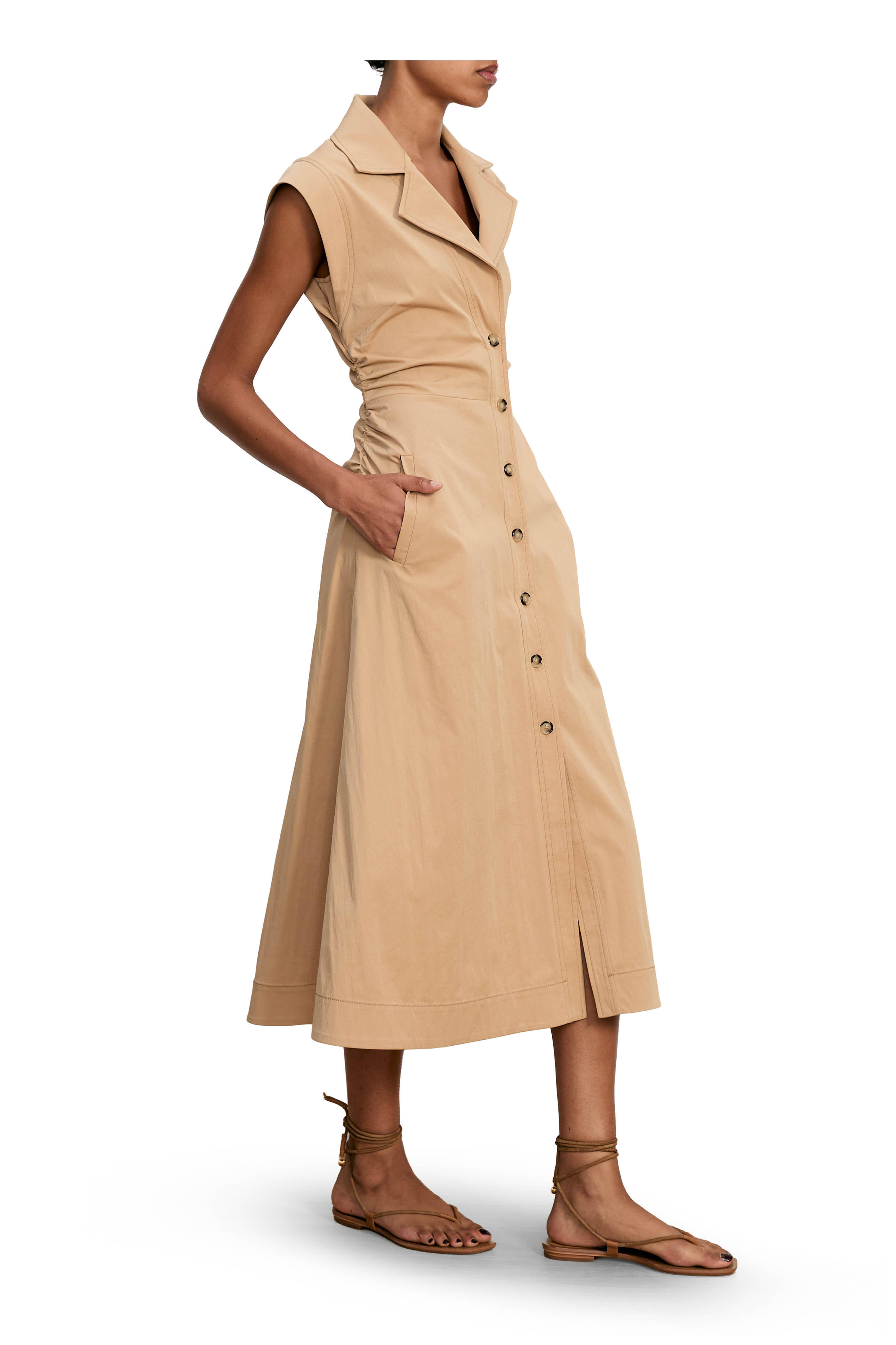 Veronica Beard - Orla Khaki Midi Shirtdress - view 4