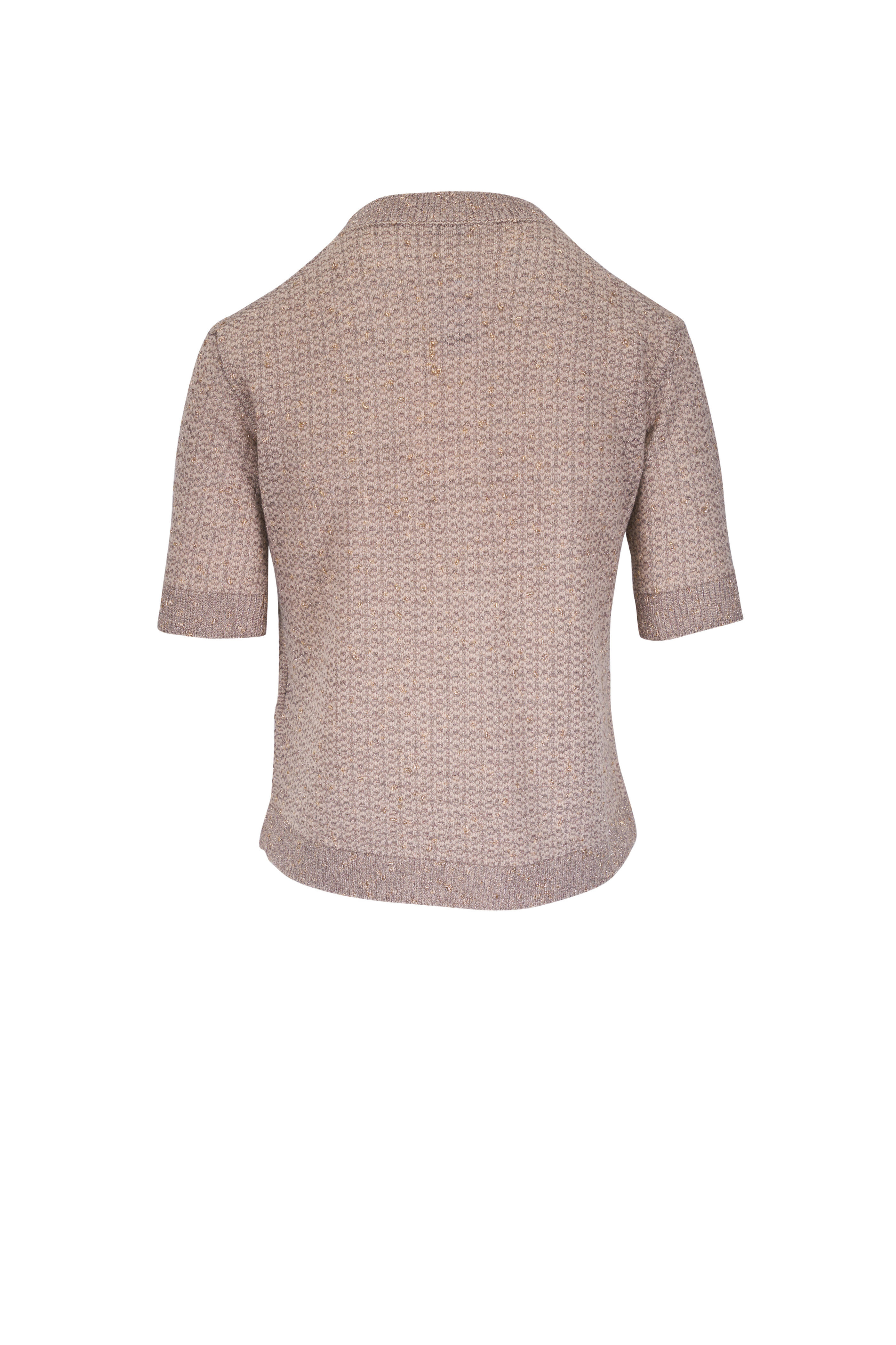 Lafayette 148 New York - Taupe Metallic Crewneck Sweater
