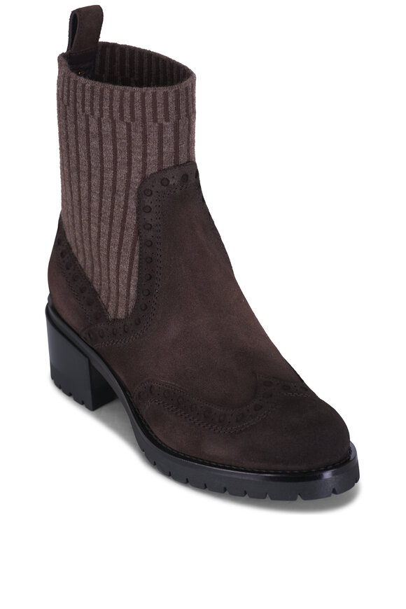 シューズ・サンダルその他 Prada Dark brown suede boot Prada - Dark Brown Suede Logo Short Boot, 55mm | Mitchell Stores