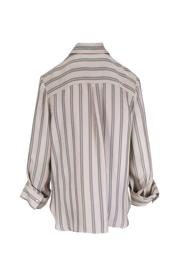 TWP Next Morning Ivory, Green & Gold Button Up Shirt - view 3