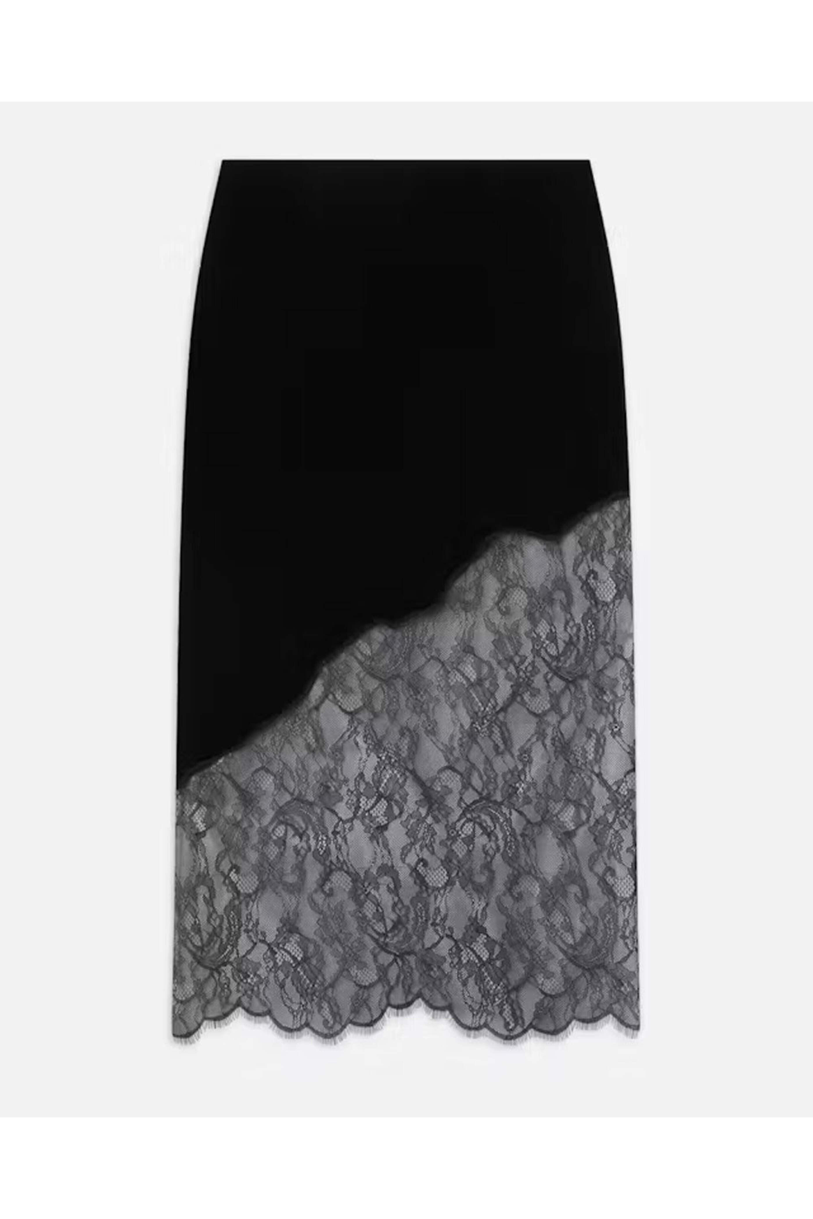【正規品】LACE WRAP SKIRT WITH PANTS M ブラック Saint Laurent Lace Wrap Skirt in Noir | FWRD