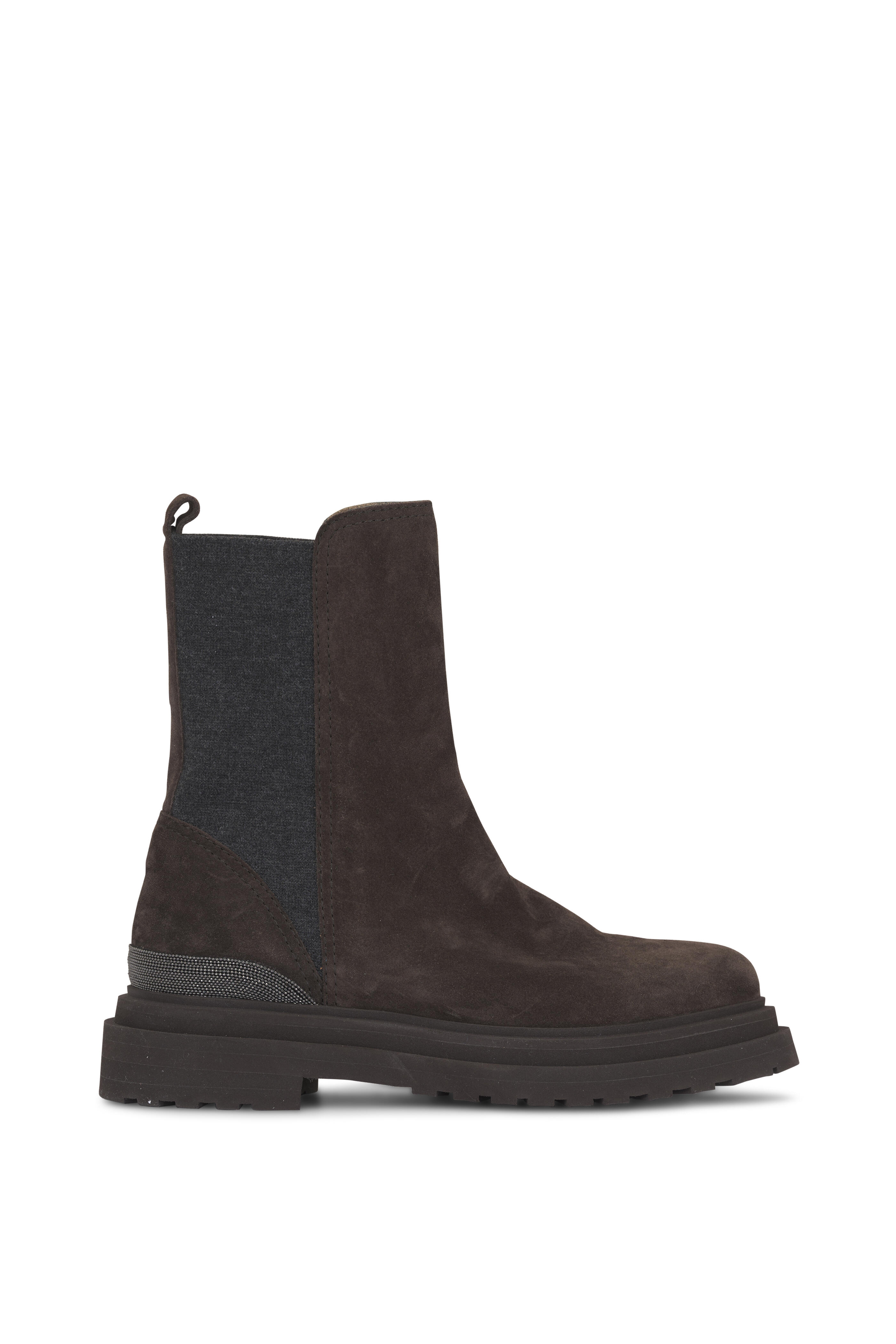 Brunello Cucinelli - Beatles Brown Suede Lug Sole Ankle Boot - view 2