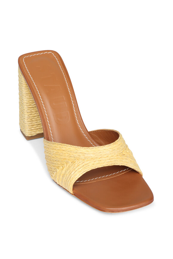 Staud Sloane Raffia & Leather Sandal, 95mm