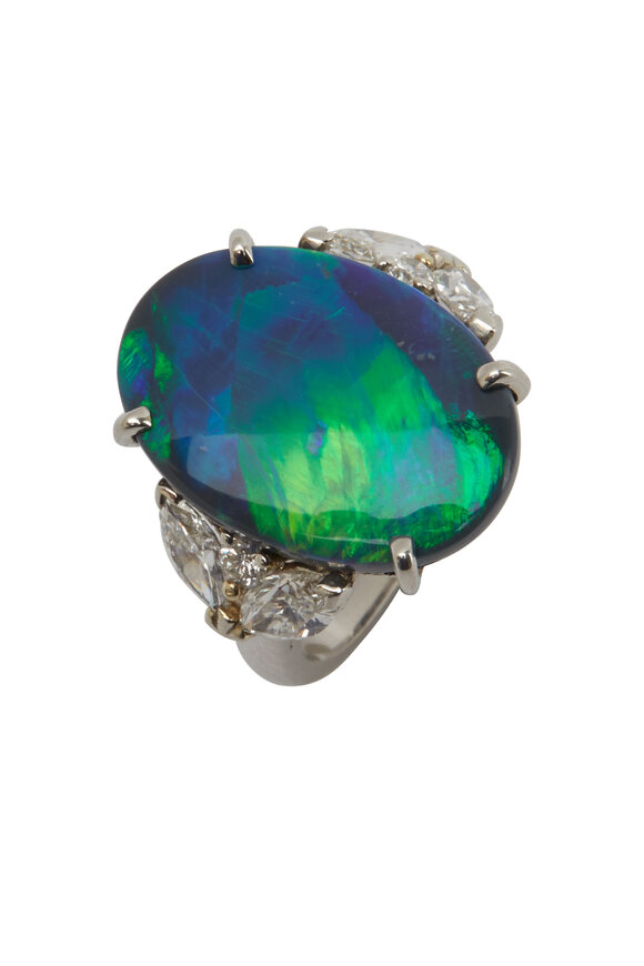 Oscar Heyman - Platinum Black Opal & Diamond Ring