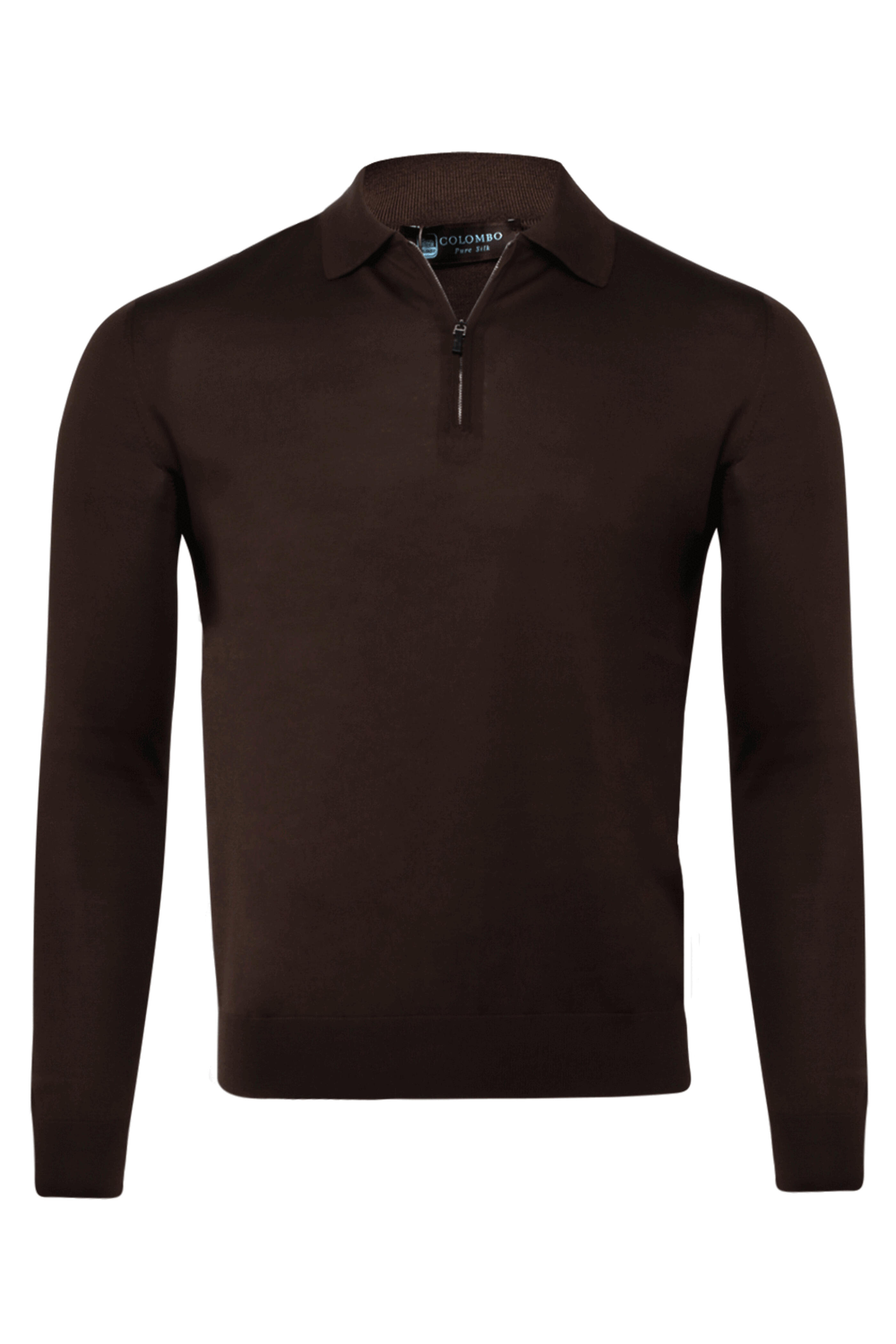 Colombo - Chocolate Silk Long Sleeve Polo