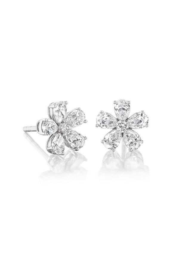Nam Cho Platinum Diamond Petite Wildflower Stud Earrings