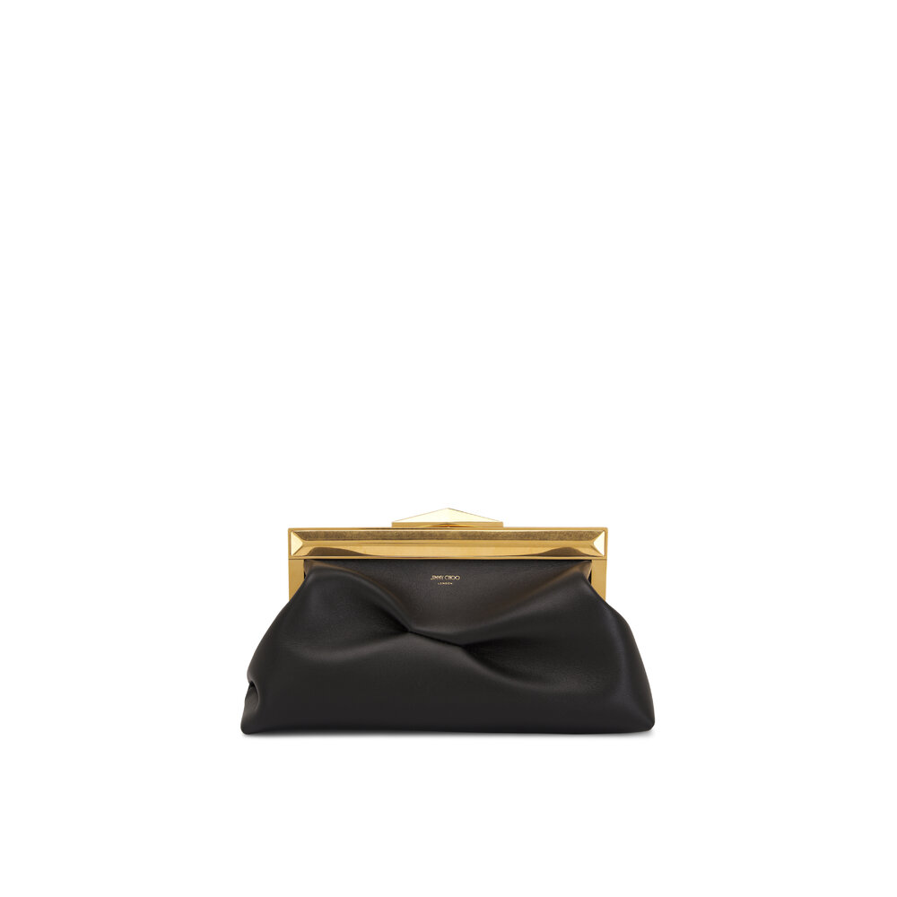 Jimmy Choo - Diamond Frame Black Leather Clutch | Mitchell