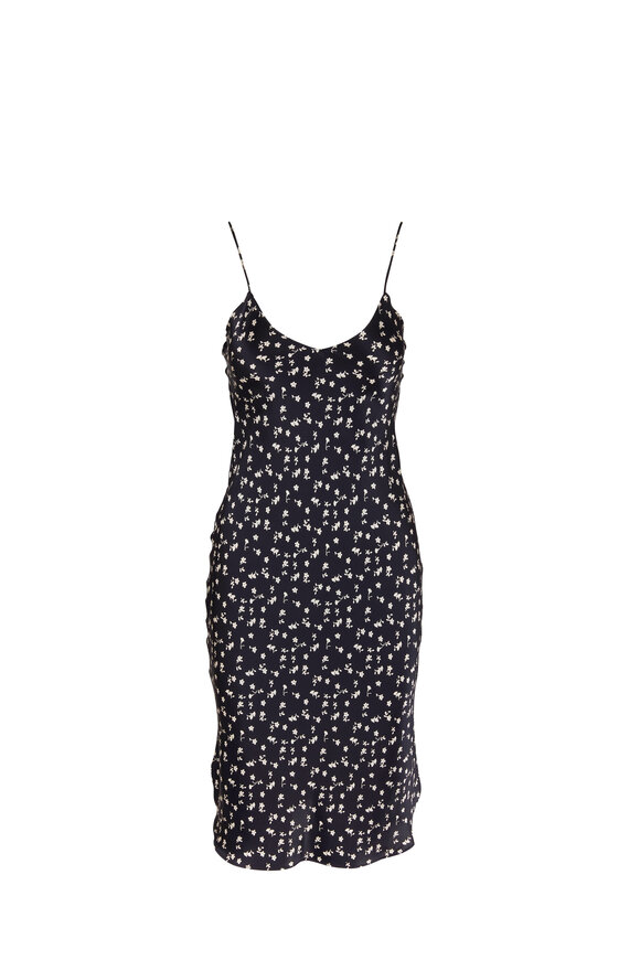 Nili Lotan - Black & White Floral Silk Tank Dress