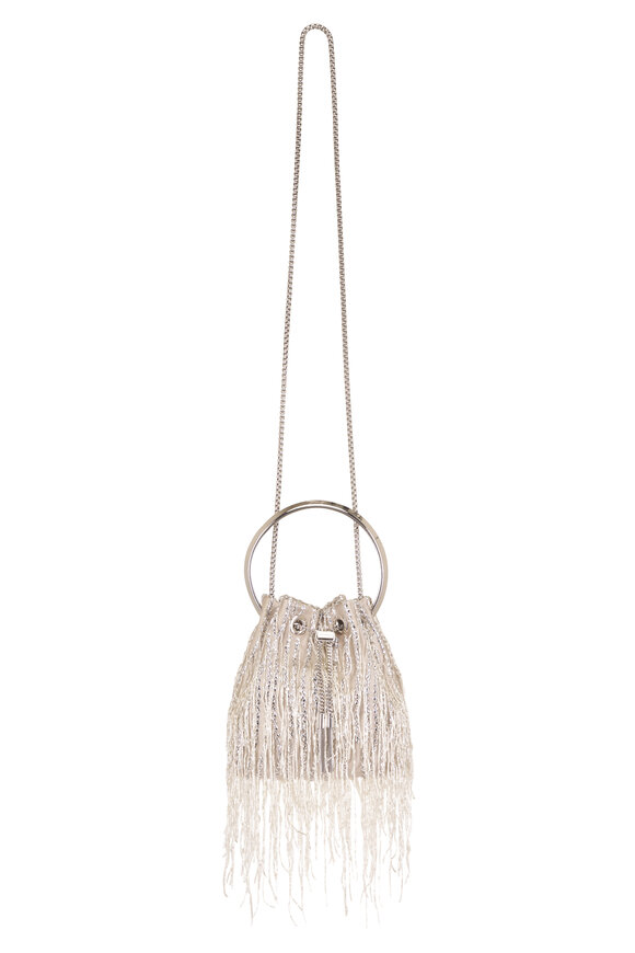 Jimmy Choo Bon Bon Silver Fringe Embroidery Top Handle Bag - view 1