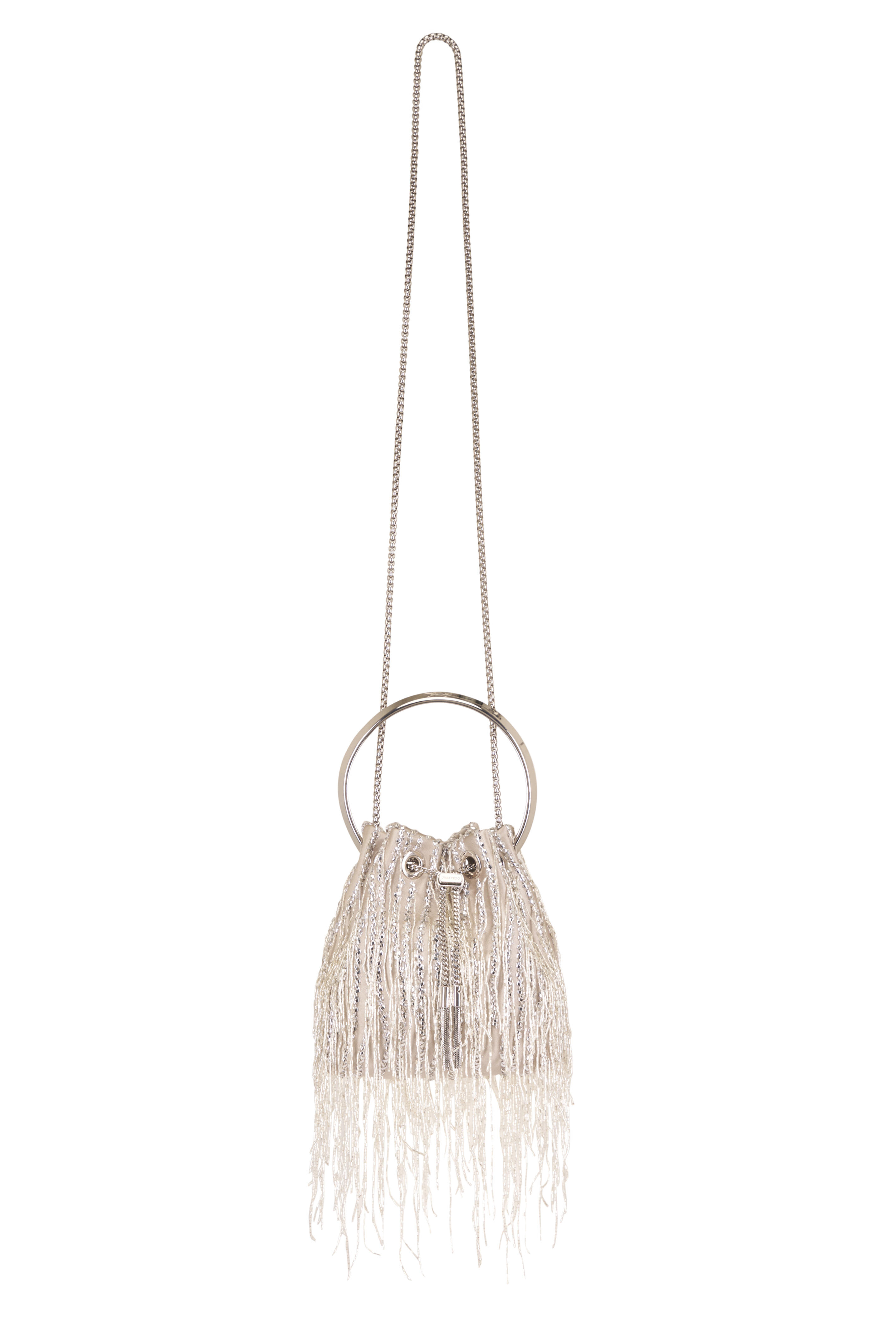 Jimmy Choo - Bon Bon Silver Fringe Embroidery Top Handle Bag - view 1