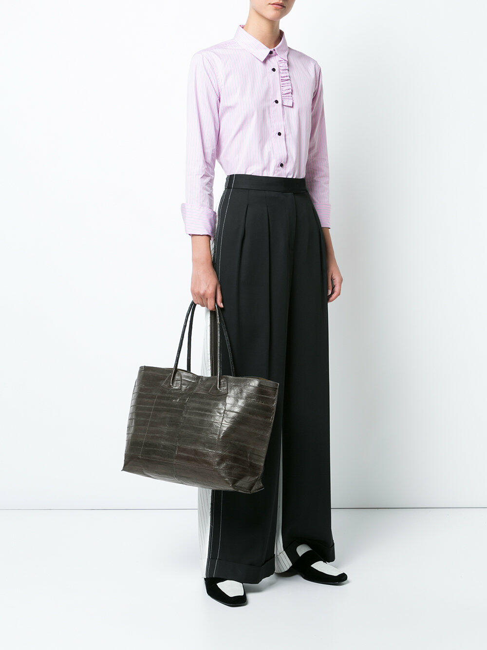 B May Bags - Anthracite Reverse Eel Large Market Tote