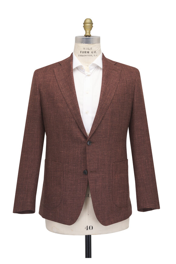 Atelier Munro Burnt Copper Tonal Wool, Silk & Linen Sportcoat - view 3