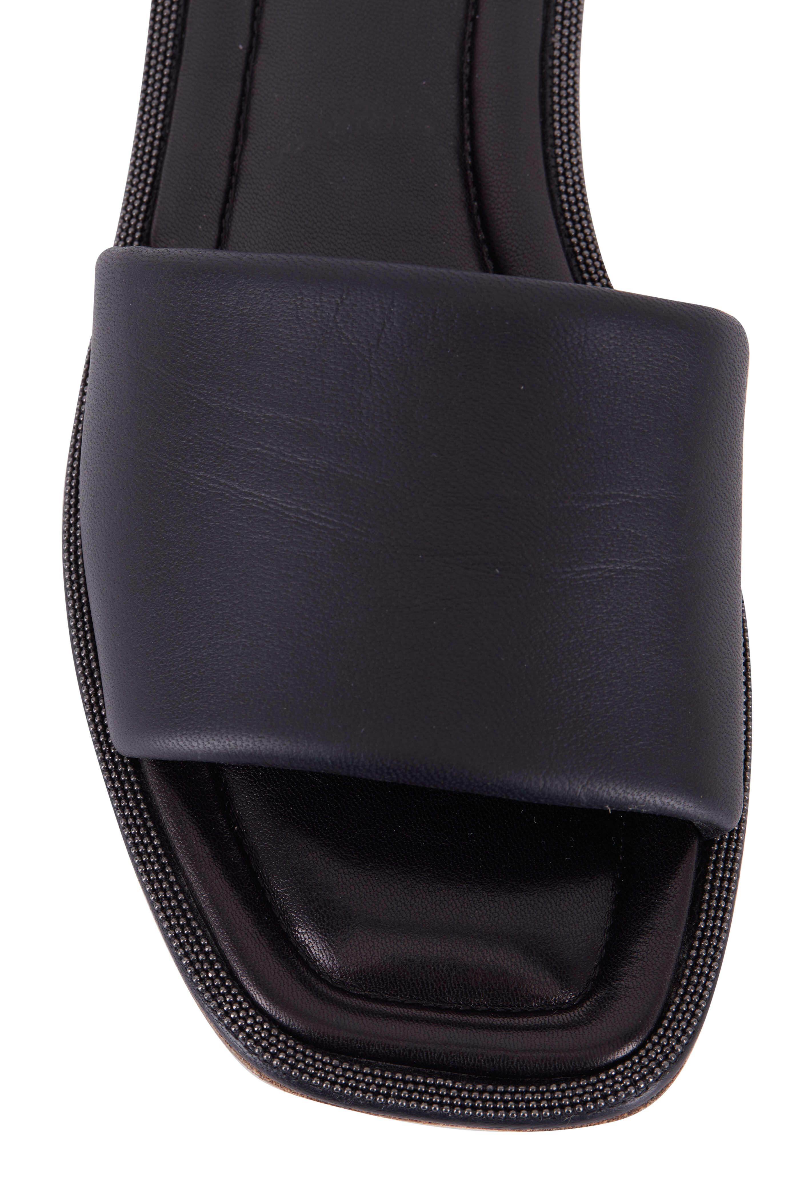 Brunello Cucinelli - Black Leather Monili Midsole Flat Sandal
