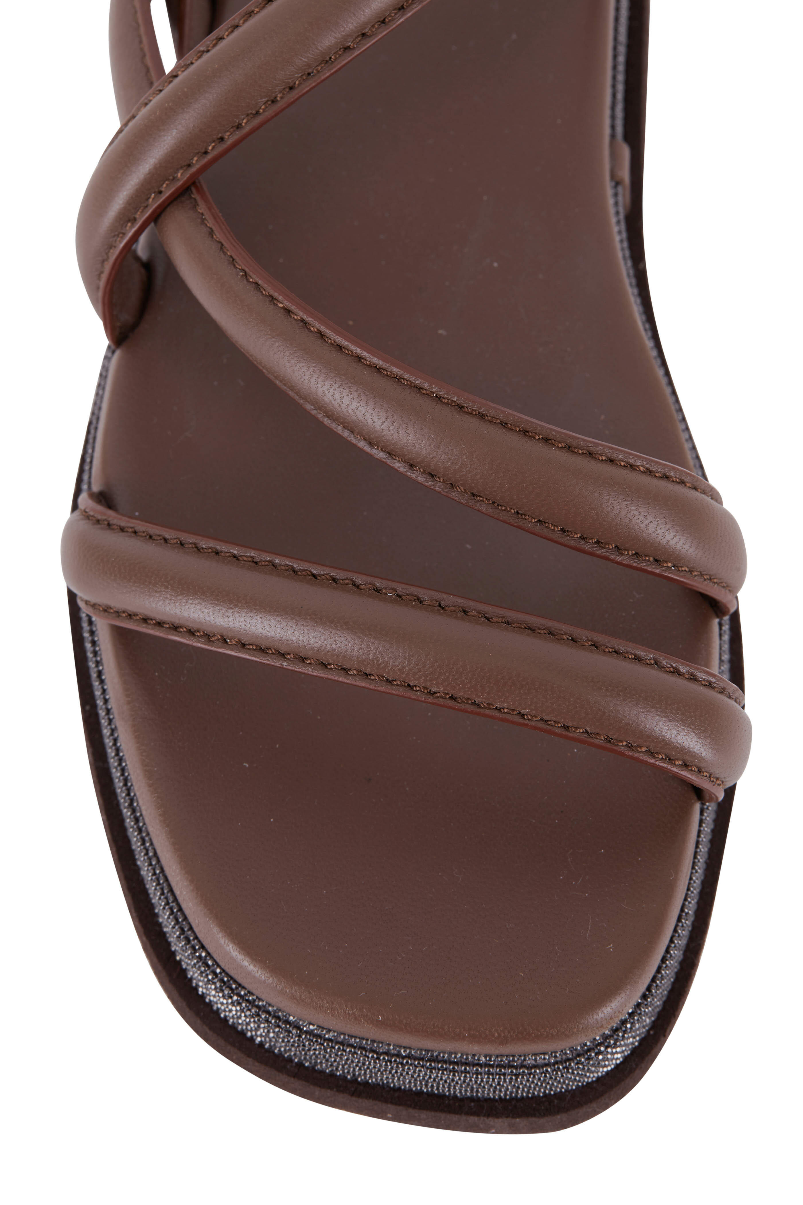Brunello Cucinelli - Brown Leather Monili Midsole Slingback