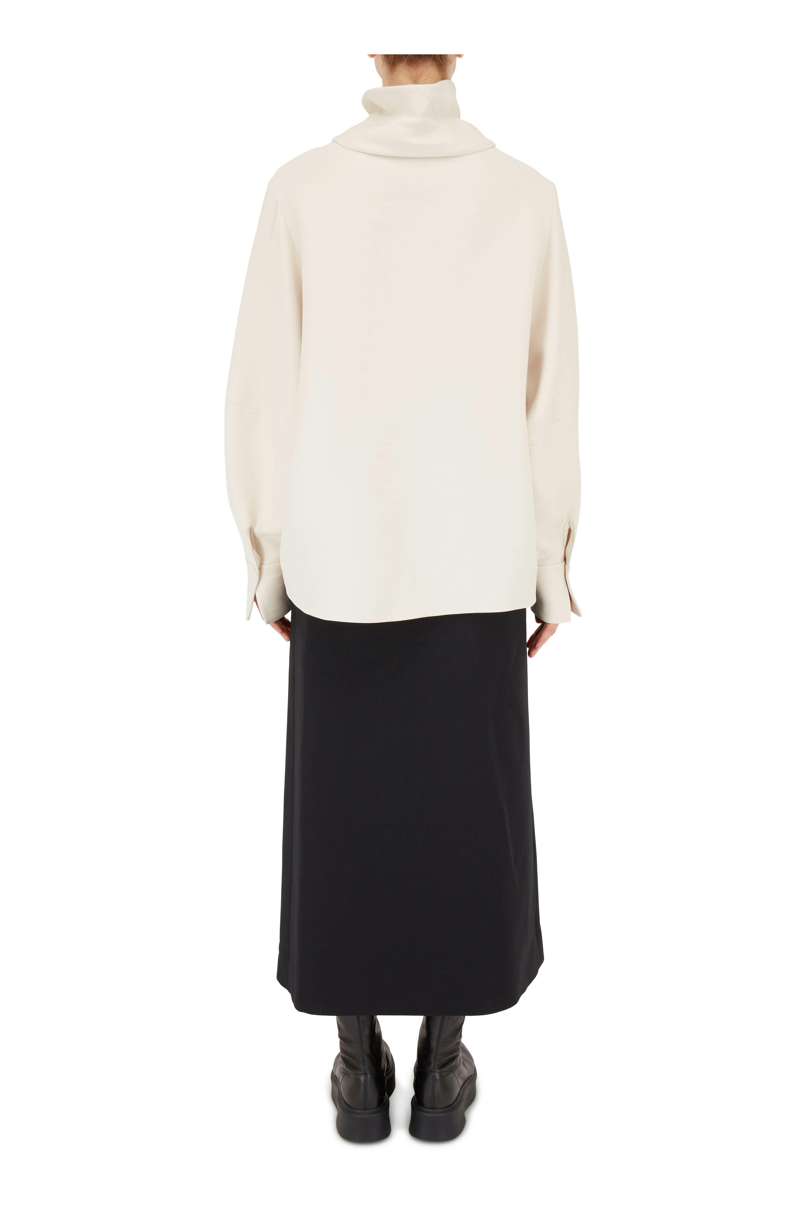 The Row - Saio Black Wool & Silk Midi Skirt