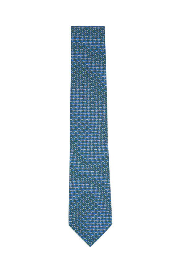 Ferragamo Green Gancini Print Silk Necktie - view 1