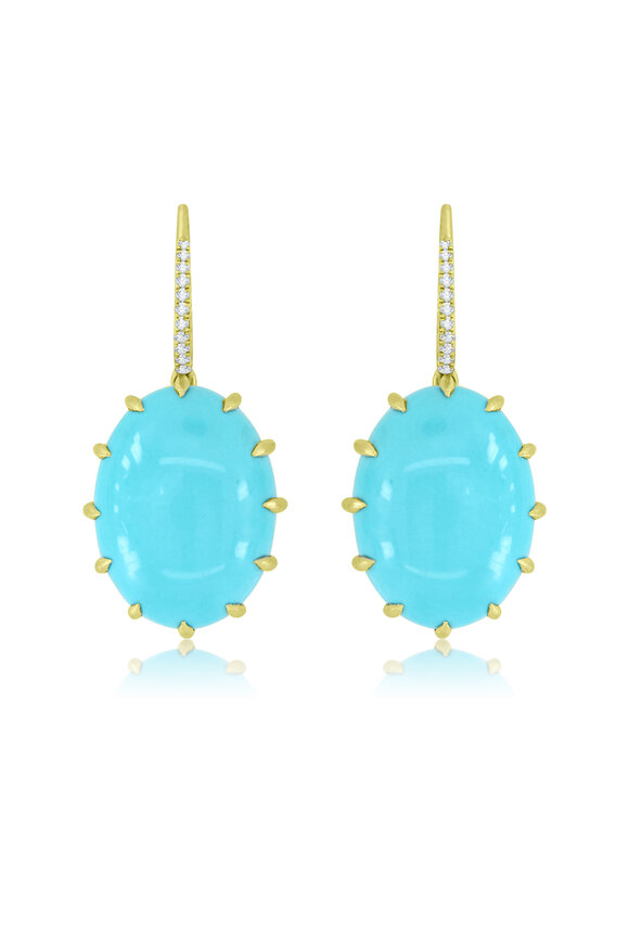 Sutra Turquoise & Diamond Drop Earrings - view 2