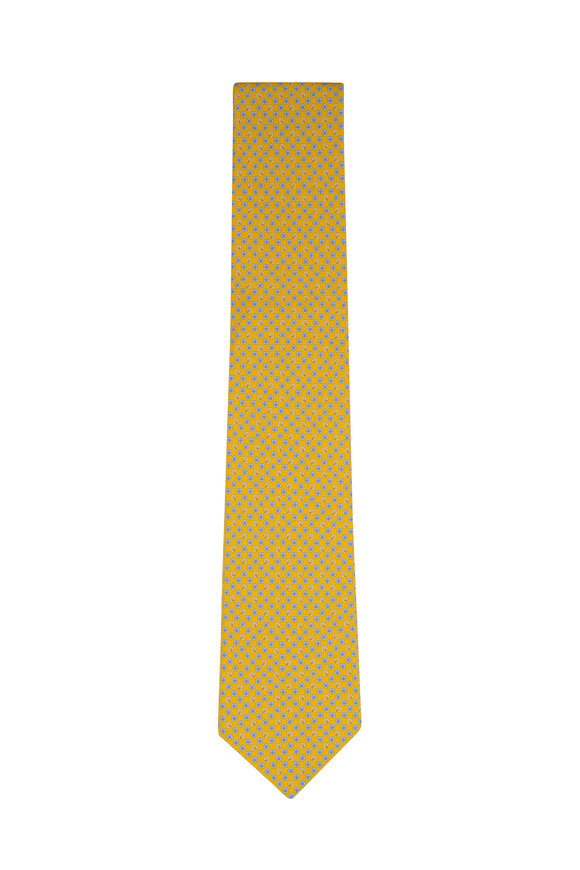 Ferragamo Yellow Flower Print Silk Necktie