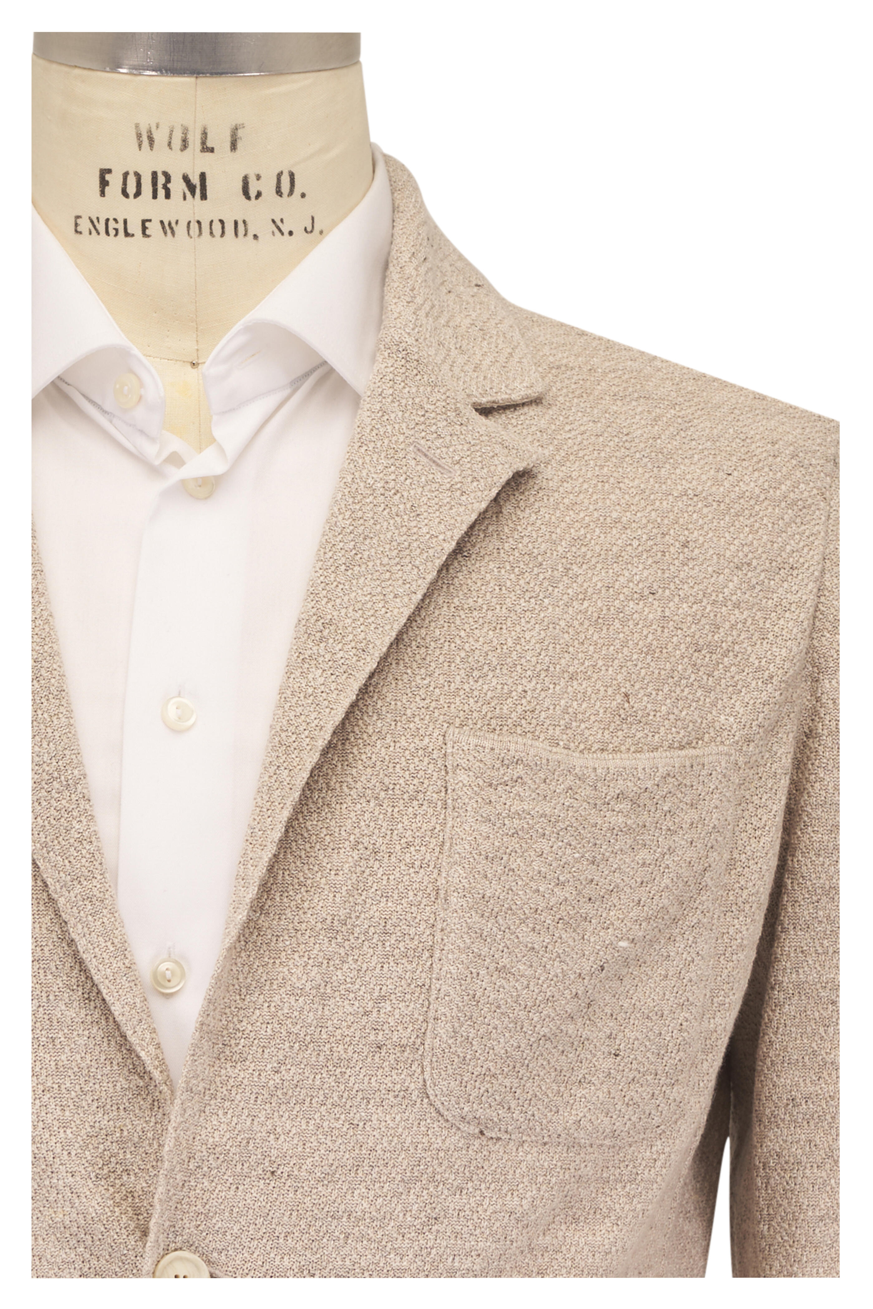 Patrick Assaraf - Grain Linen & Cotton Herringbone Knit Sportcoat