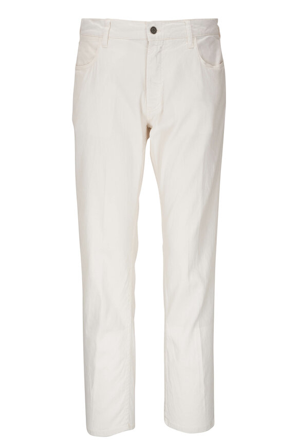 Ralph Lauren Purple Label - Cream Stretch Cotton Five Pocket Pant