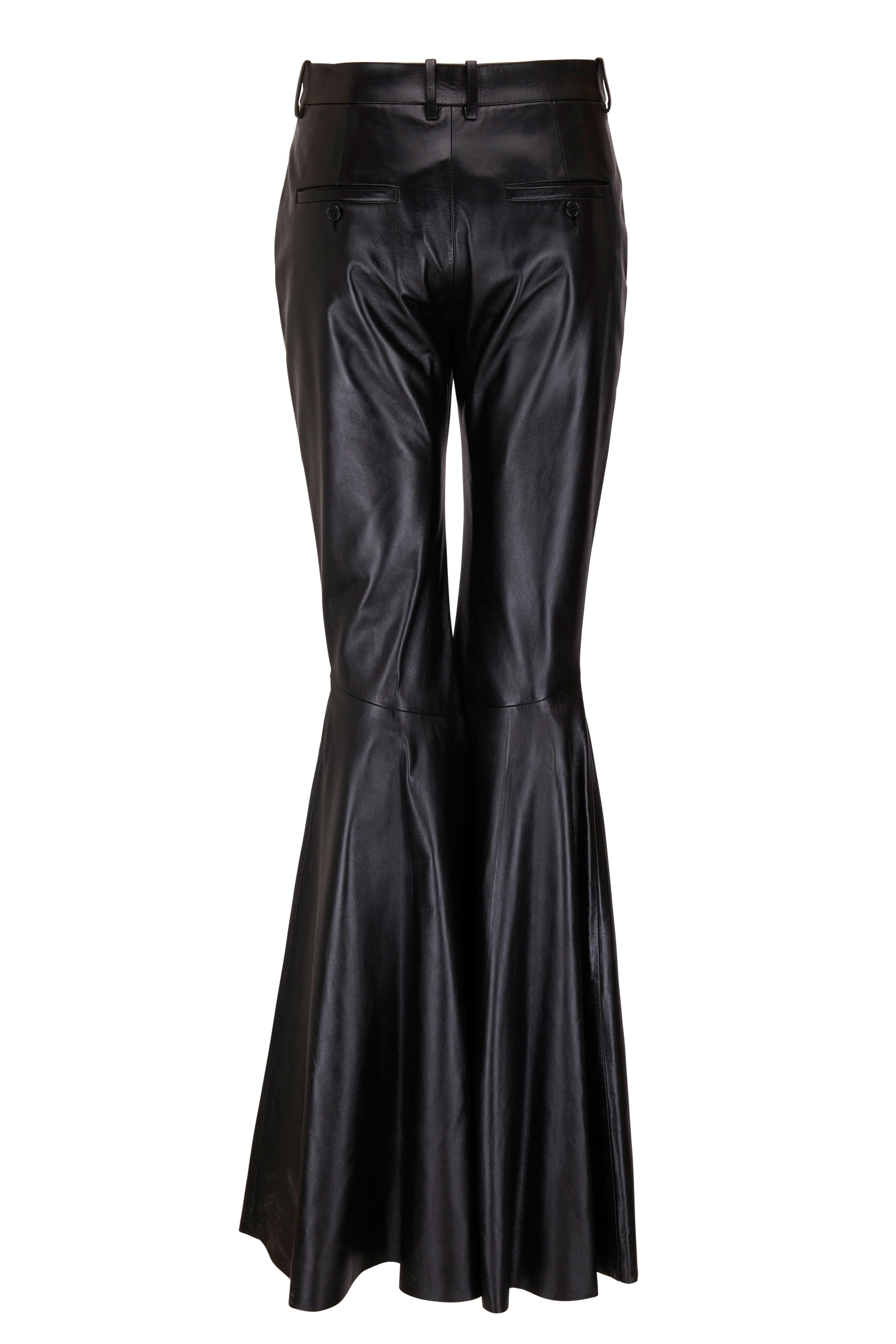 Saint Laurent - Black Leather Bellbottom Pant