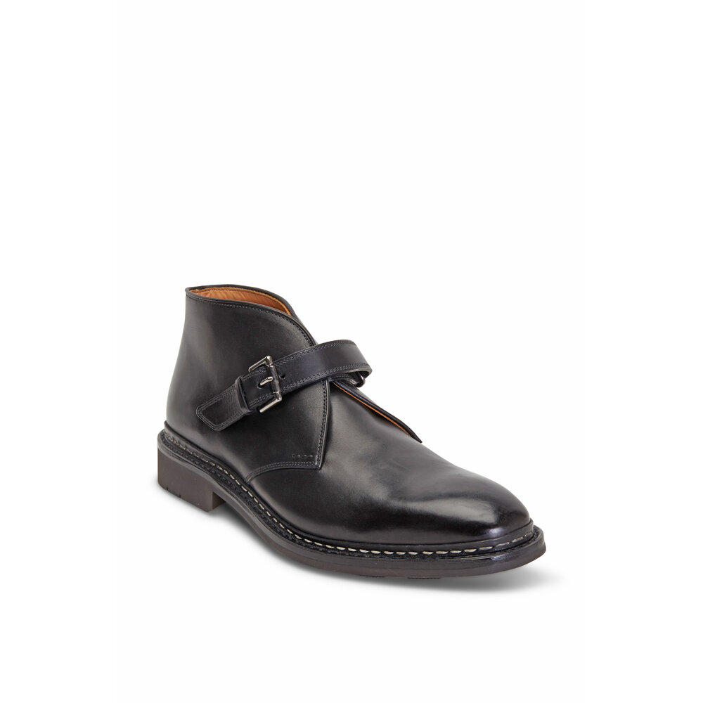 HESCHUNG chene チャッカーブーツ Heschung - Chene Black Leather Monk Strap Ankle Boot