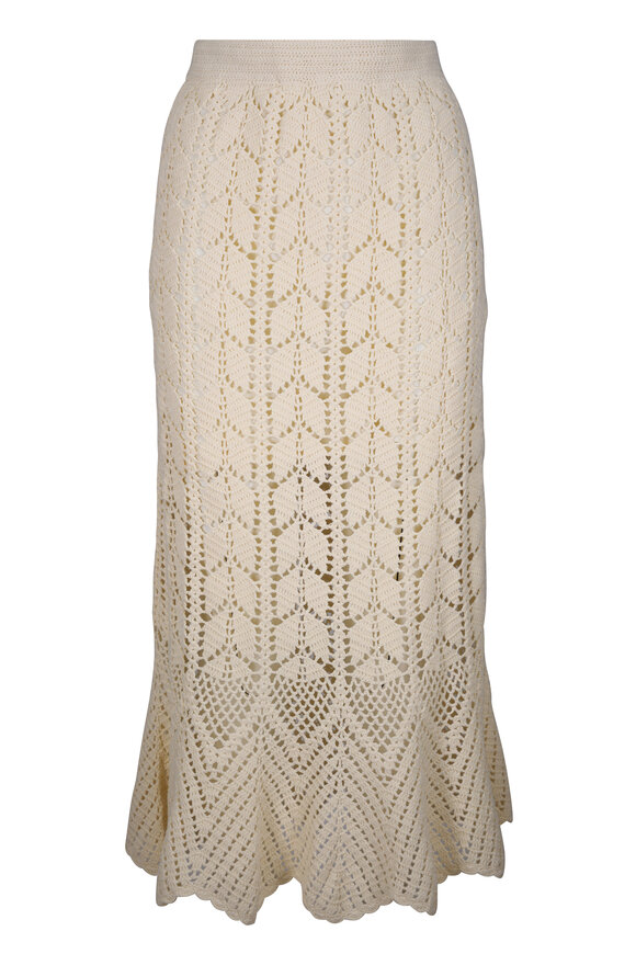 Zimmermann Awaken Cream Lace Crochet Midi Skirt