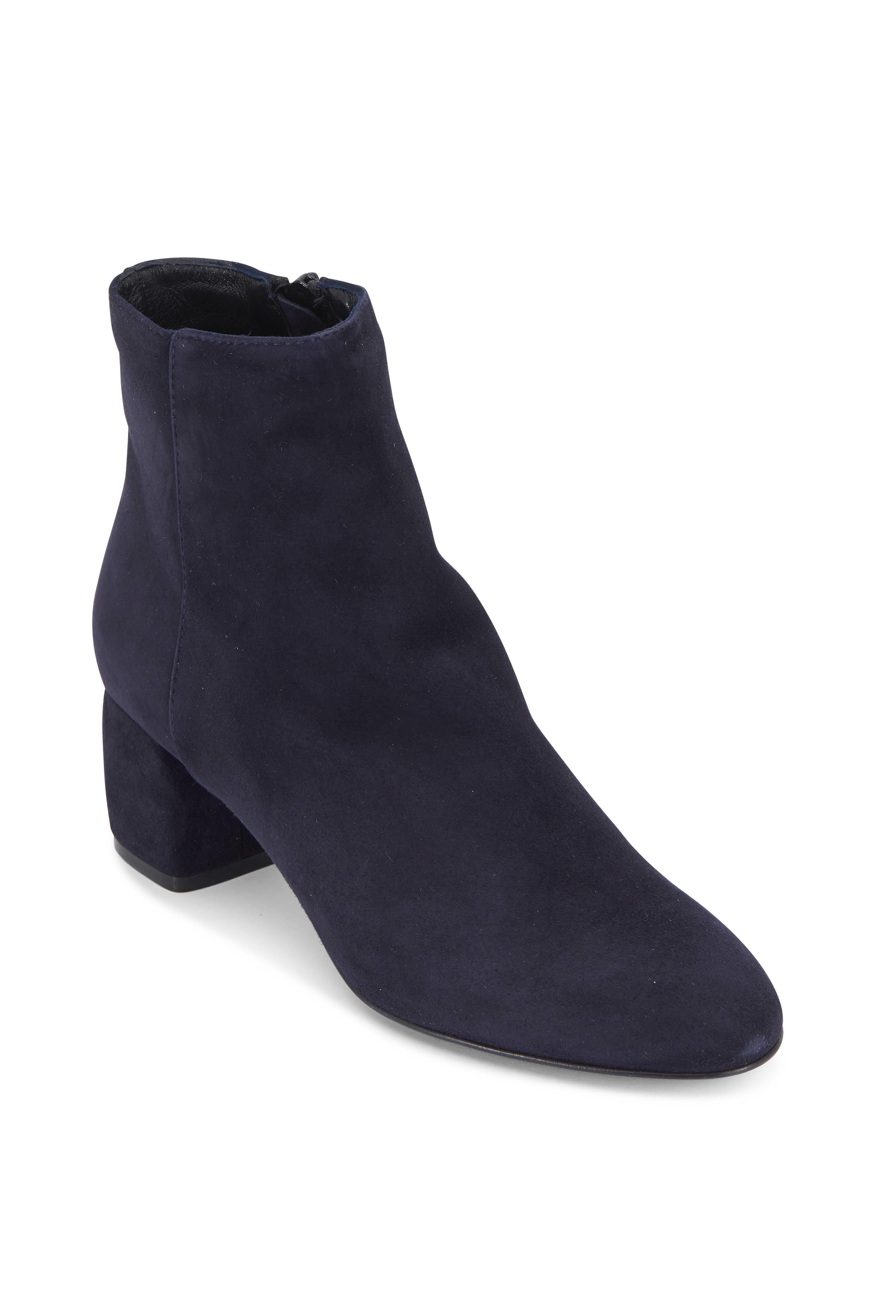 AGL Navy Blue Suede Block Heel Ankle Boot 50mm