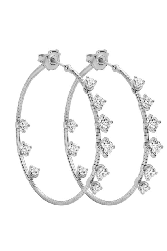 Mattia Cielo White Gold and Diamond Hoop Earrings - view 1