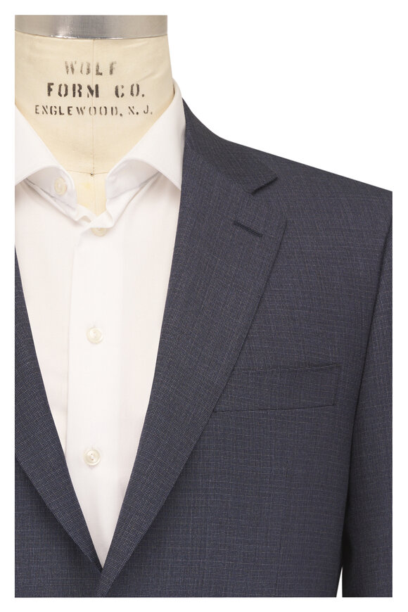 Canali Dark Blue Mirco Check Wool Suit - view 1