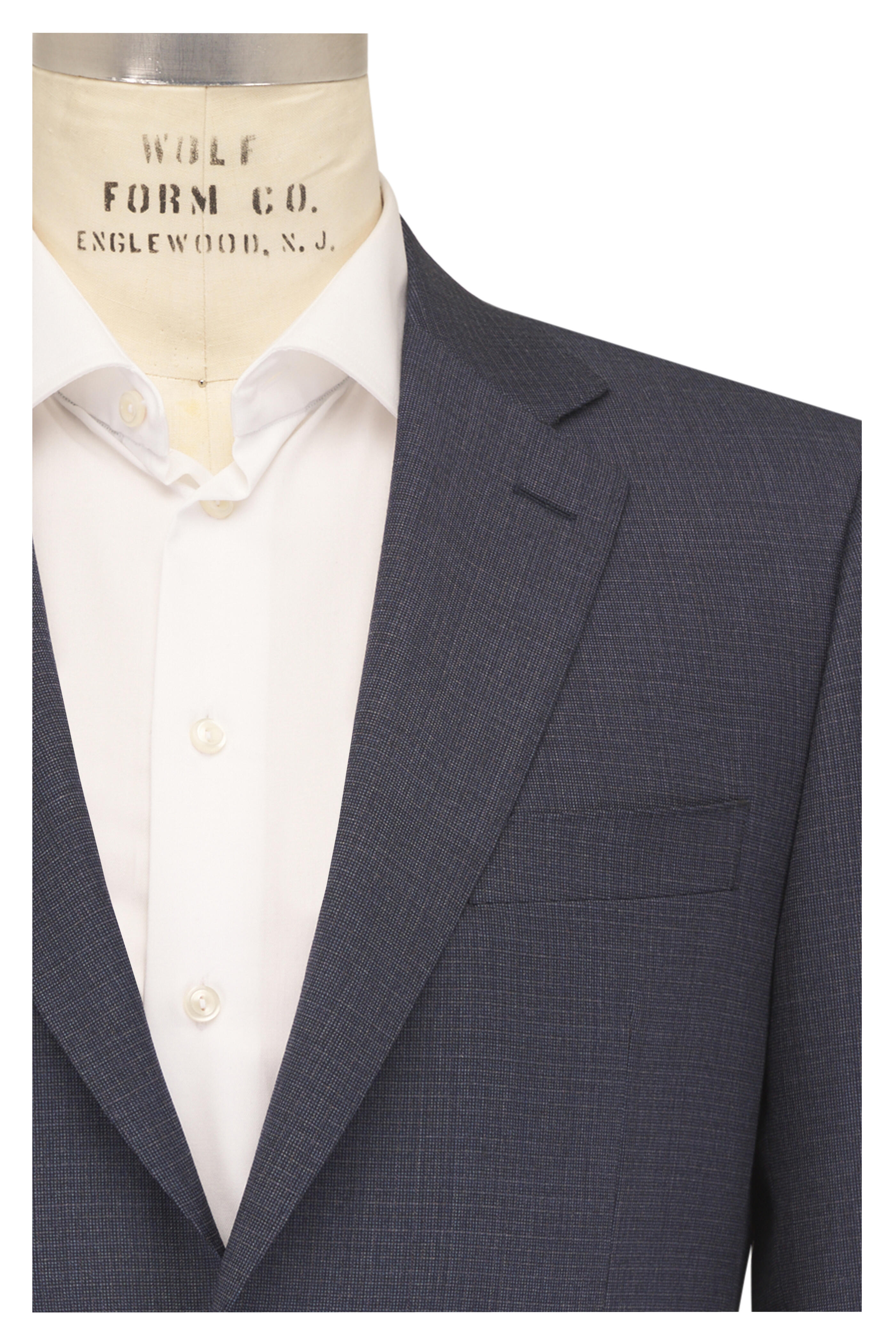Canali - Dark Blue Mirco Check Wool Suit