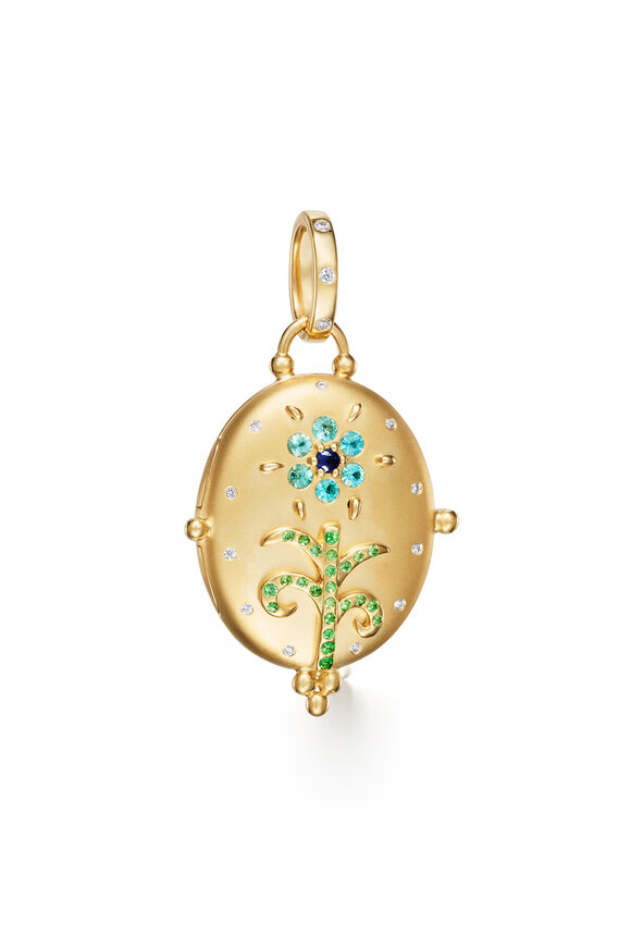 Temple St. Clair 18k Gold Small Paraiba Primavera Locket