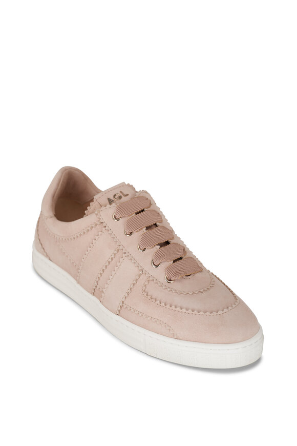 AGL Taupe Leather Pearl Detail Sneaker Mitchell Stores