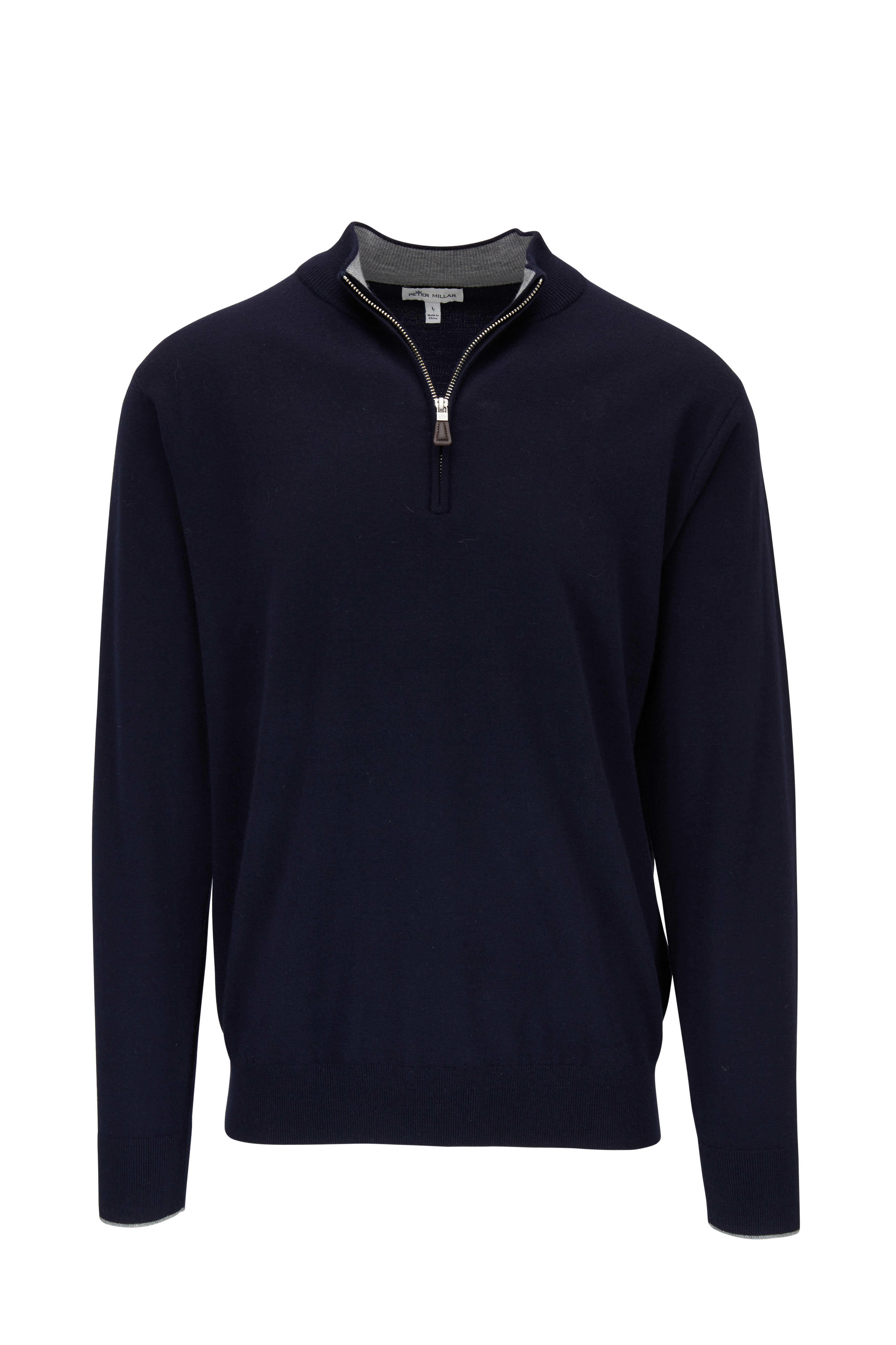 Peter Millar - Navy Stretch Cashmere & Silk Quarter-Zip Pullover