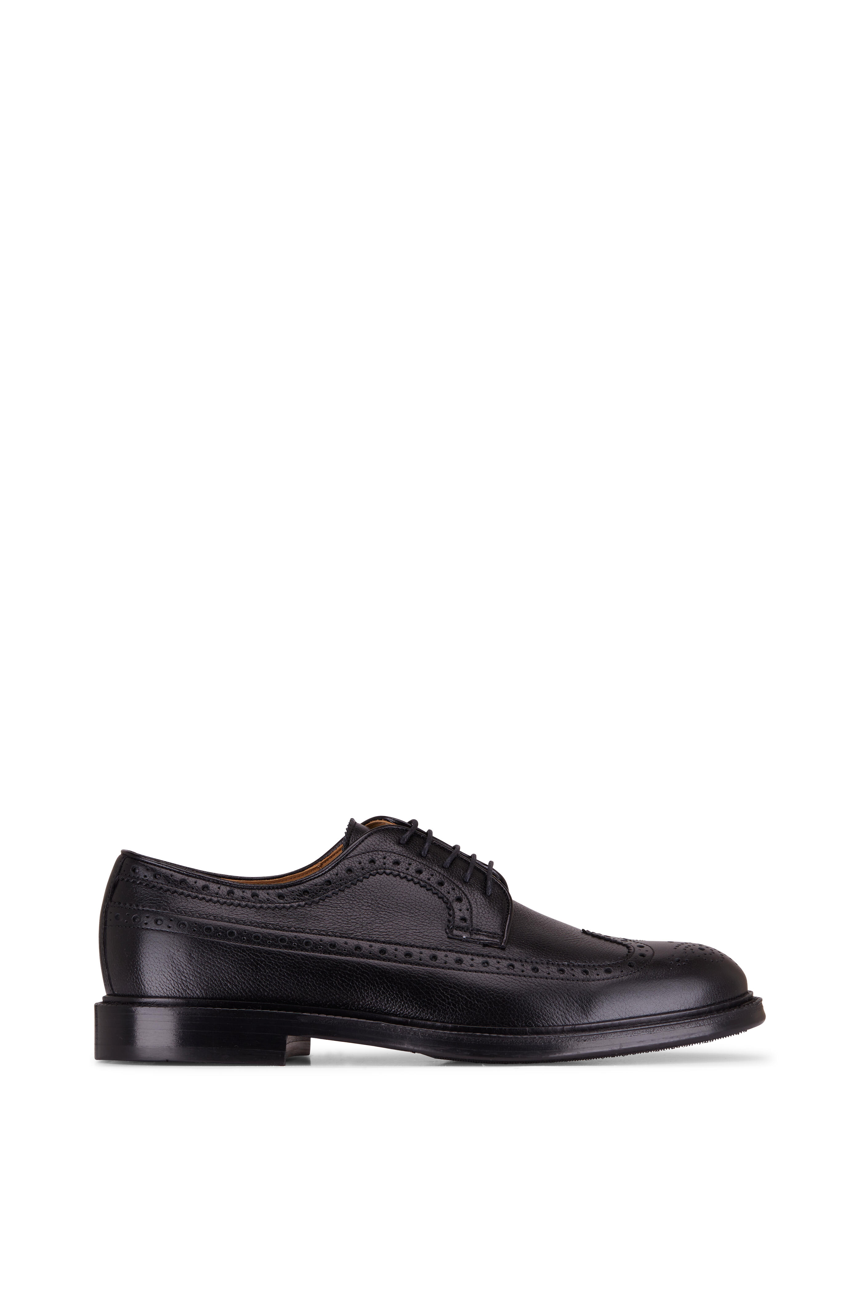Brunello Cucinelli - Black Full Grain Leather Wingtip Dress Shoe