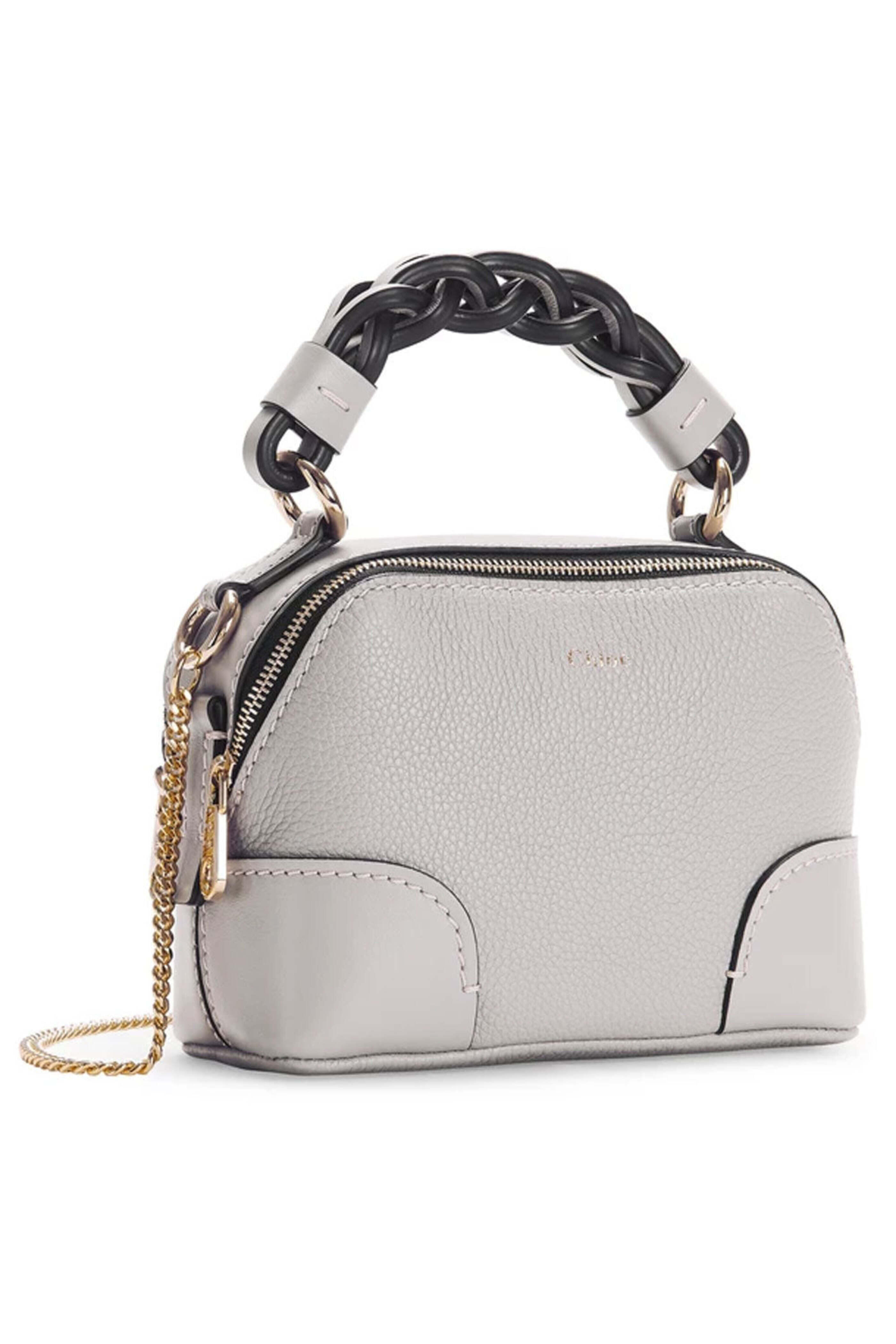 Chloé - Mini Daria Stormy Grey Leather Satchel