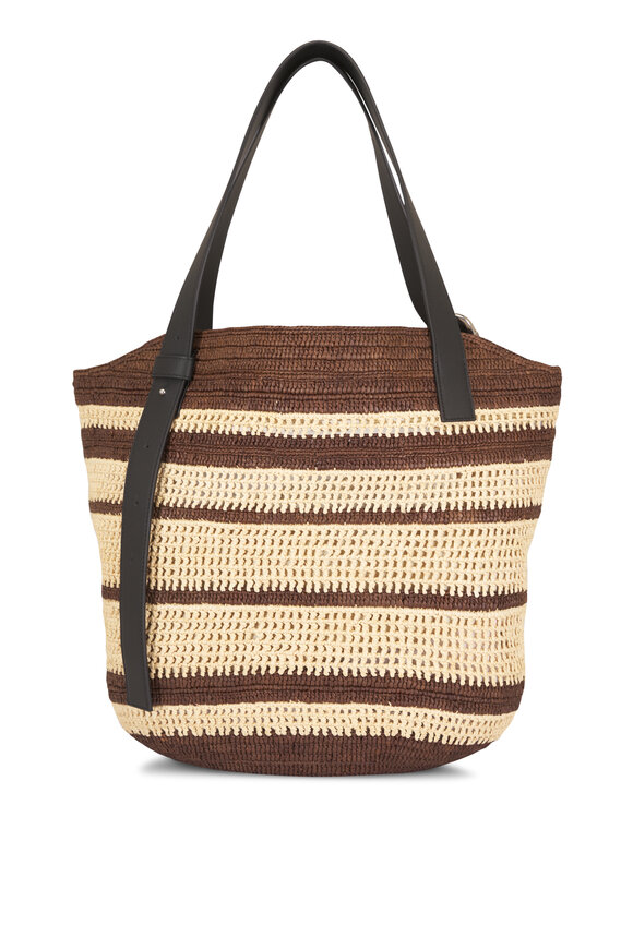 Loewe Loop Basket Chocolate & Natural Raffia Tote - view 3