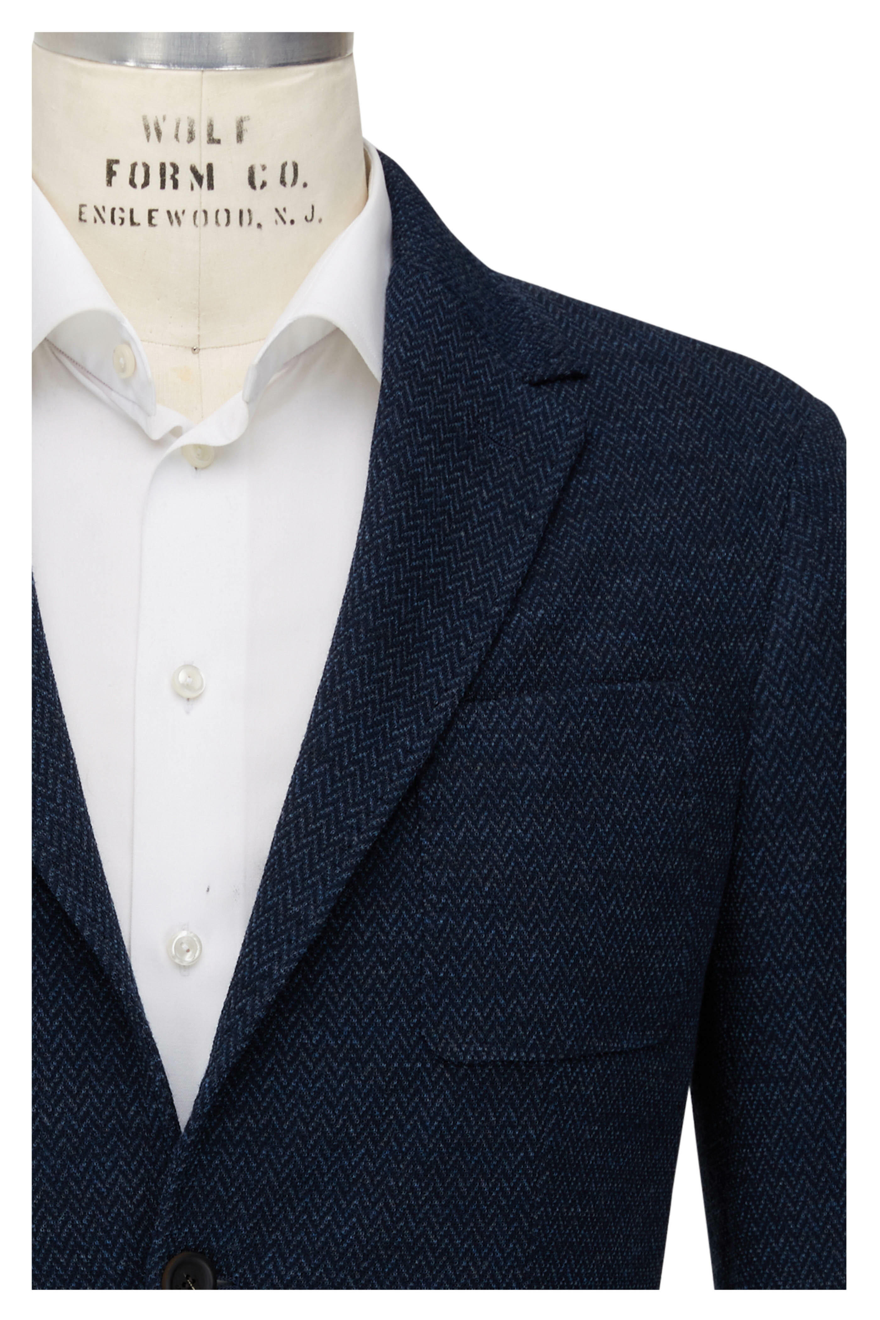 Canali - Navy Chervon Knit Jacket