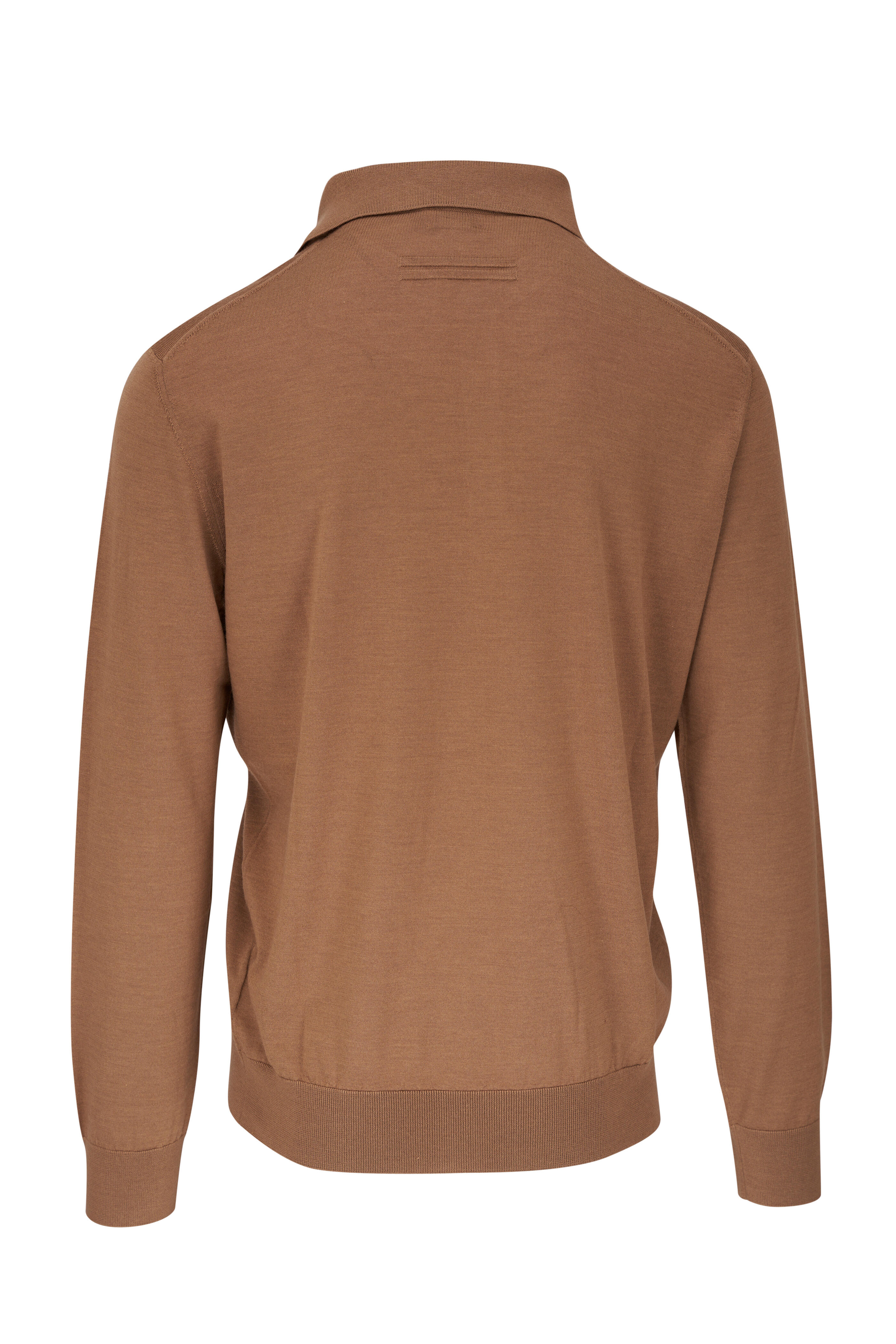 Zegna - Cashseta Dark Beige Polo Shirt | Mitchell Stores