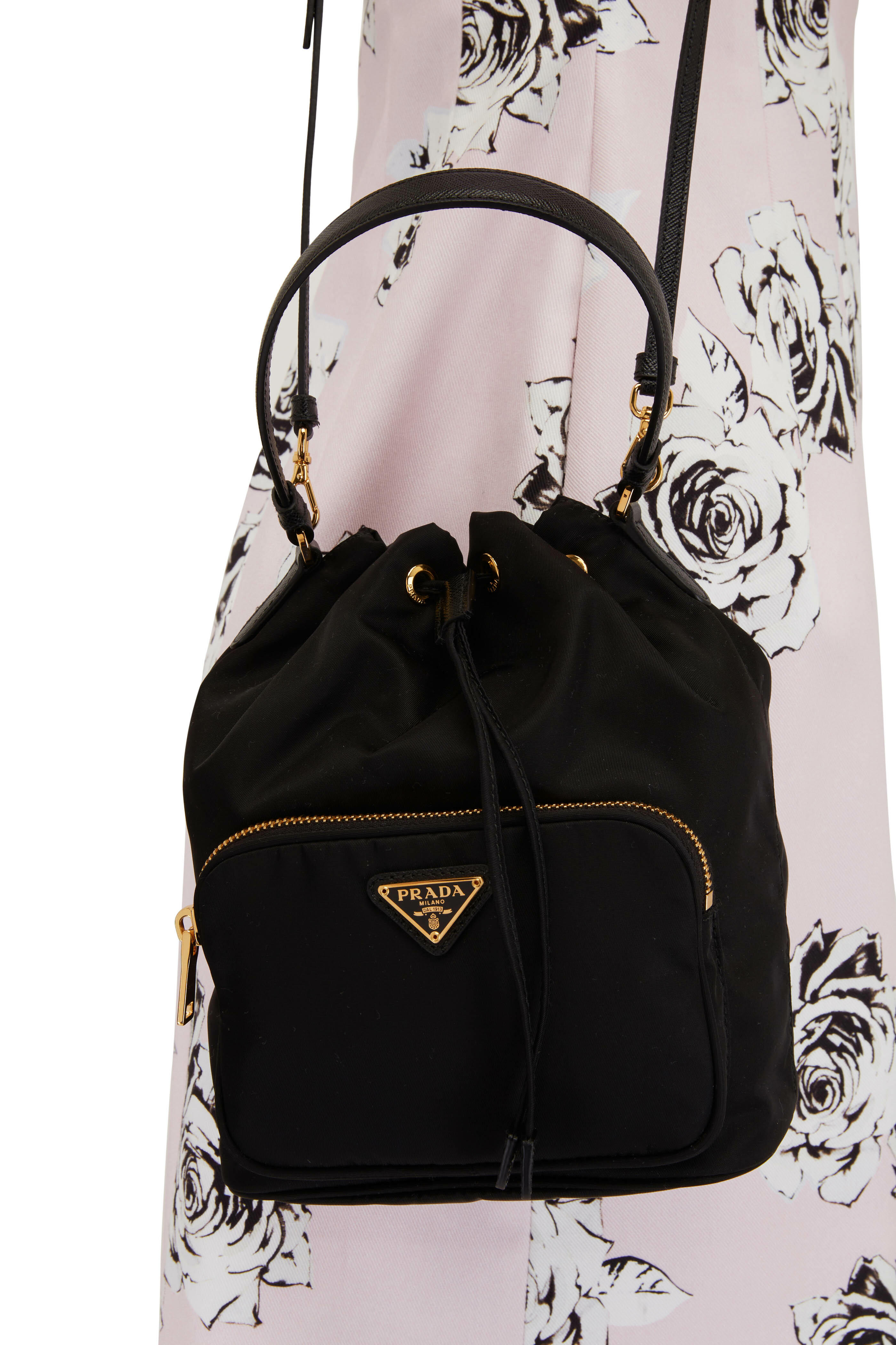 Prada - Duet Black Nylon Bucket Bag | Mitchell Stores