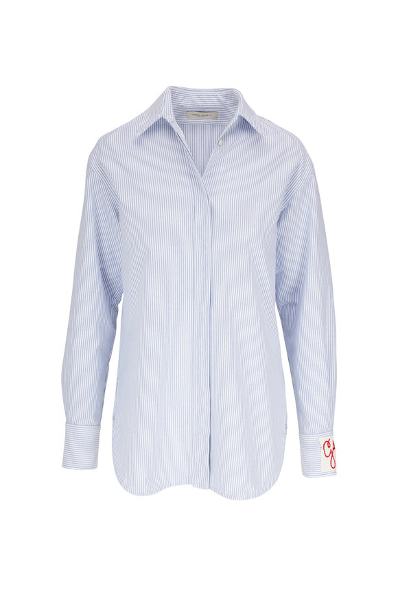 Golden Goose - Light Blue & White Stripe Boyfriend Shirt 