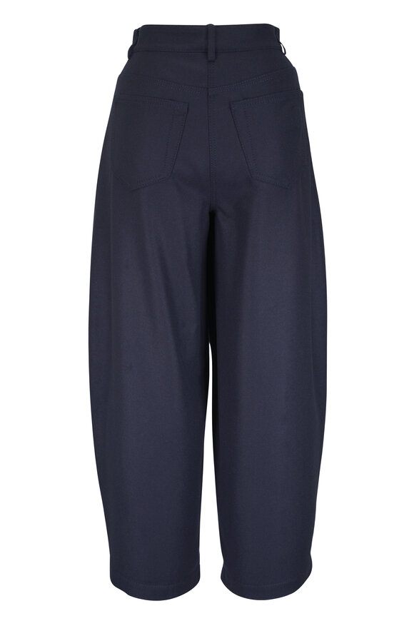 Akris Punto Farrow Navy Blue Wool Flannel Barrel Leg Pant - view 2